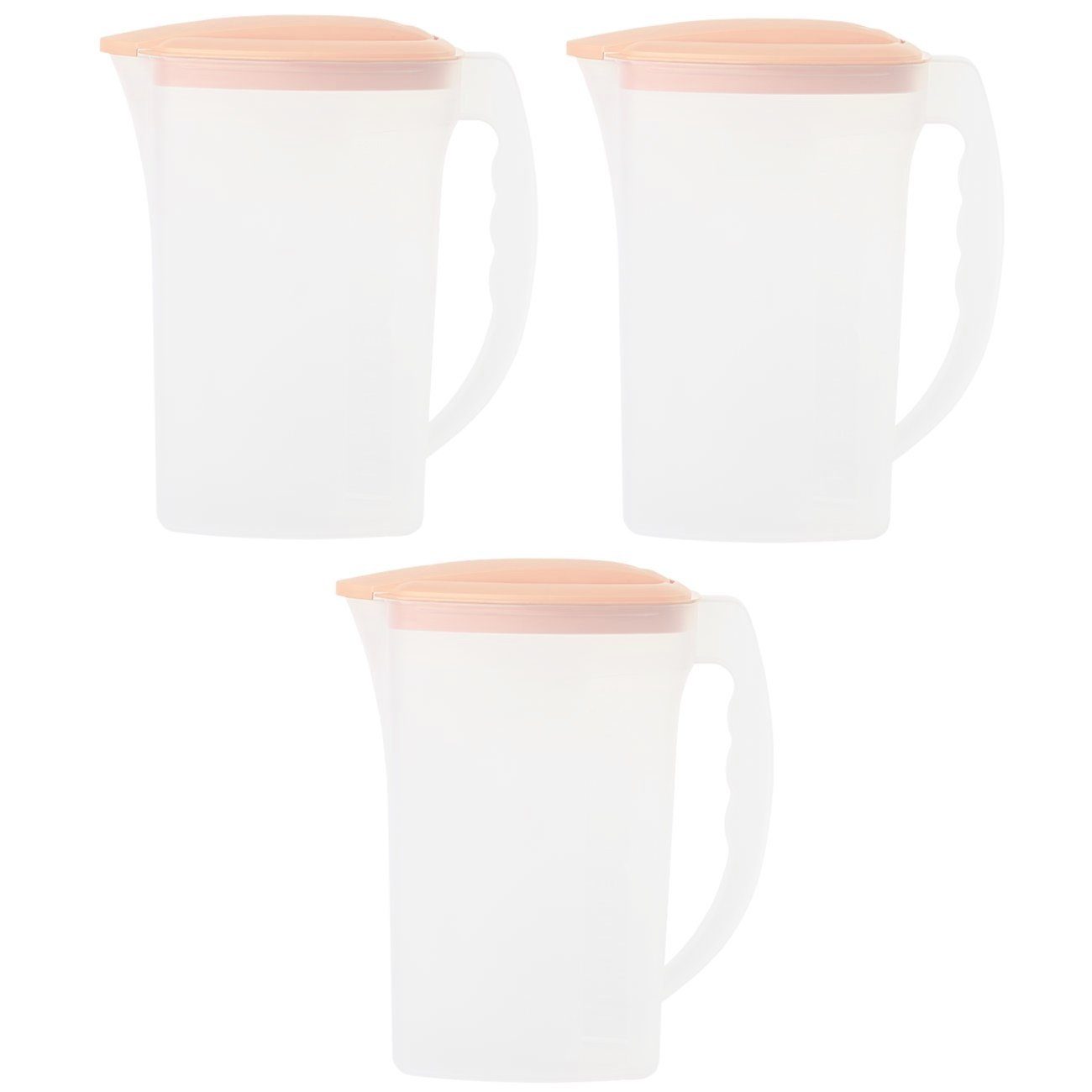 Engelland Wasserkrug Getränkekkrug mit Füllskala und abnehmbarem Deckel, (Vorteils-Set, 3-tlg., 2 Liter Fassungsvermögen je Krug), BPA-frei, frostbeständig, spülmaschinengeeignet, Kühlschrankkrug