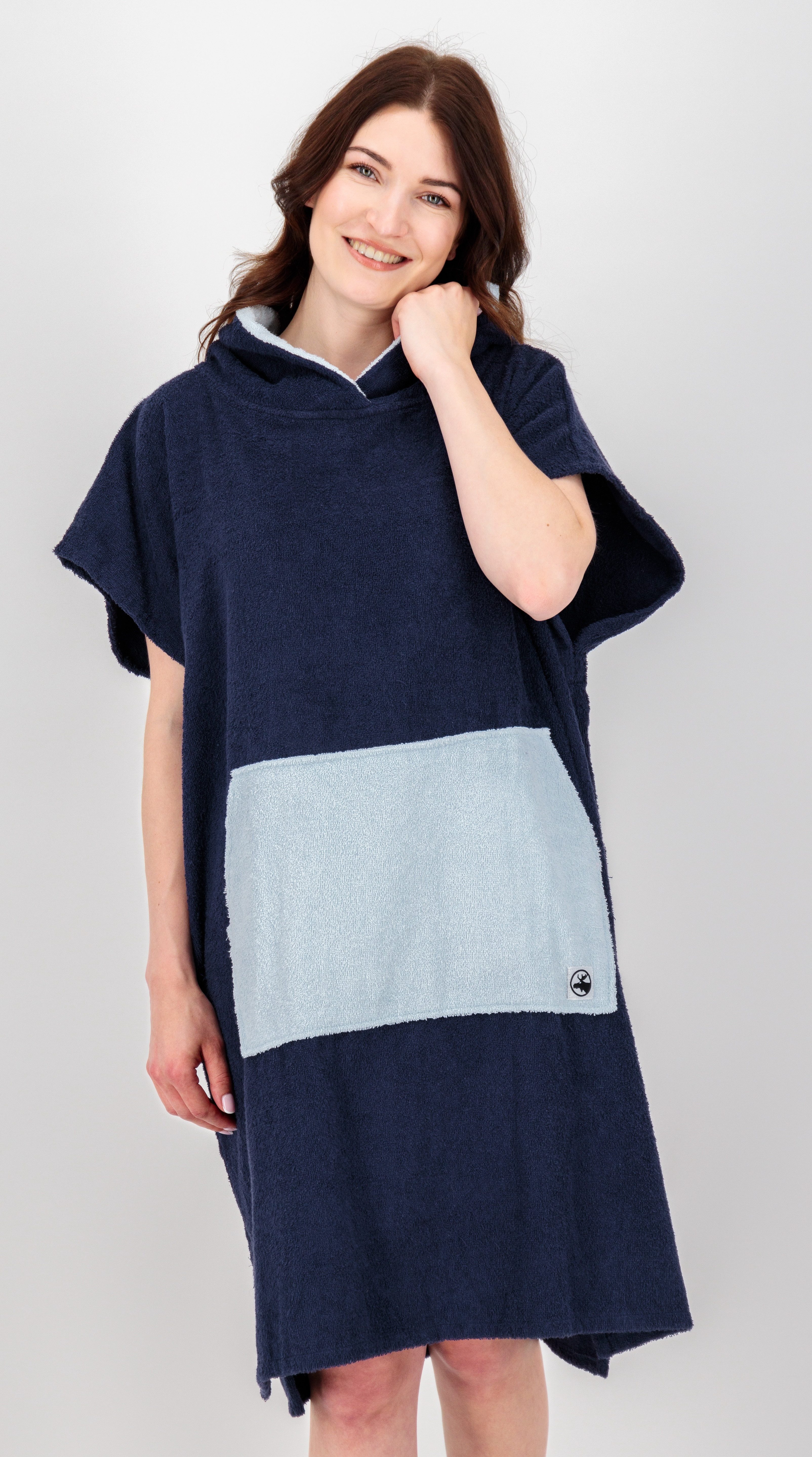 DEPROC Active Badeponcho PONCHINO HALIFAX WOMEN Umziehhilfe Strandponcho, Kapuze, ohne, Innenliegende Tasche zum Umziehen