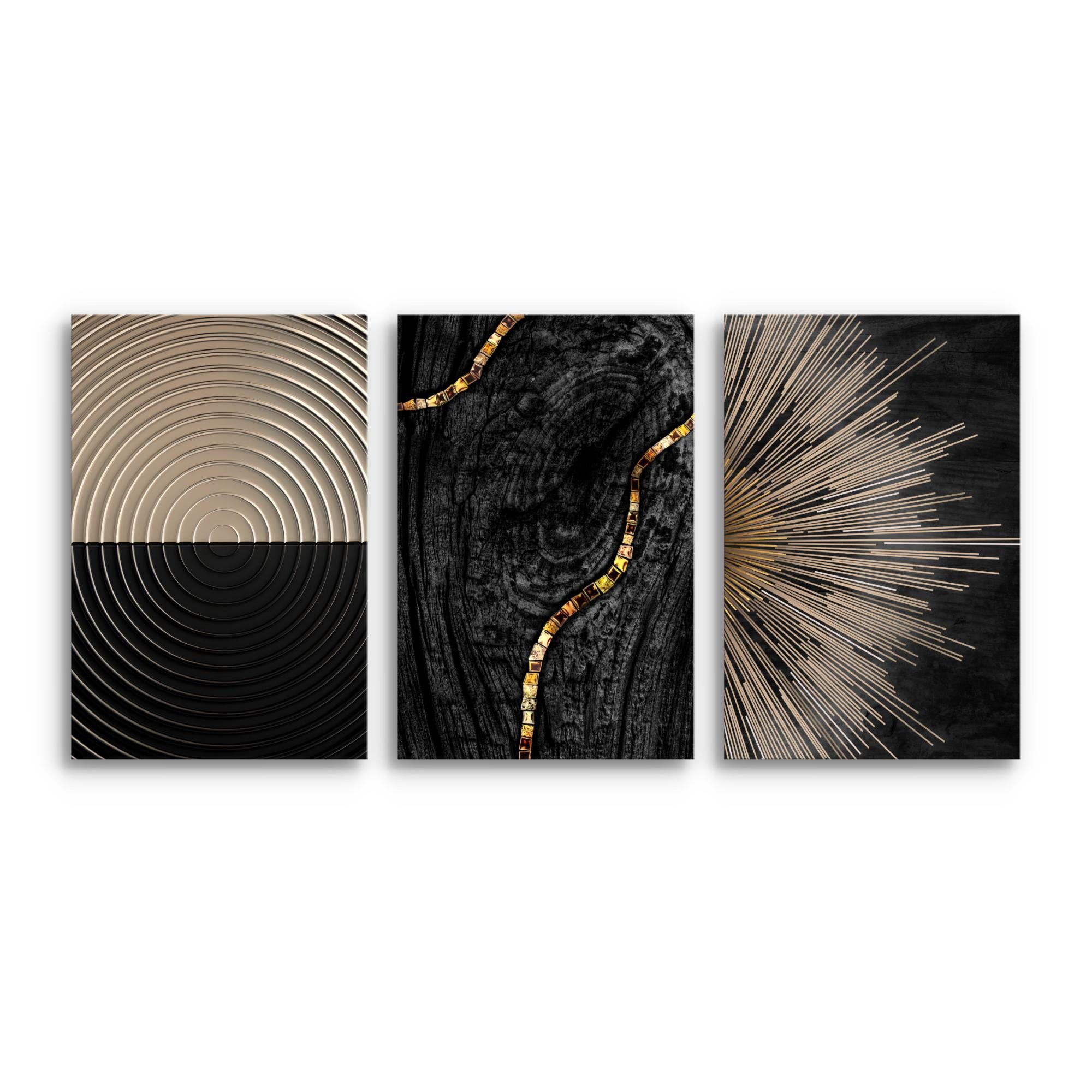Novart Wandbild Schwarz Gold Abstrakte Kunst Formen Wohnzimmer