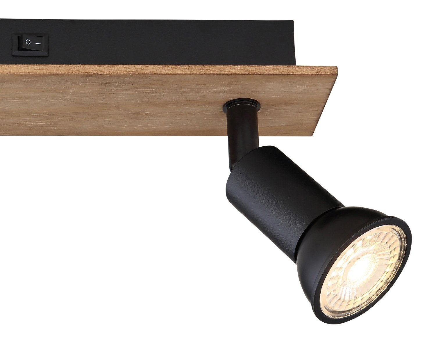 Globo Deckenstrahler DREW, Breite 25 2-flammig, Deckenlampe Holz, Schwarz, Leuchtmittel, ohne cm, Braun, Metall