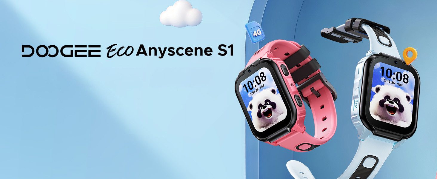 DOOGEE 4G Kinder-Smartwatch mit GPS-Ortung,SOS und Videoanruf,1,83 Zoll,8 GB Watch (Proprietär), GPS-Ortung, SOS, Aktivität, Videochat, GPS-Ortung, SOS, Videochat, Aktivität