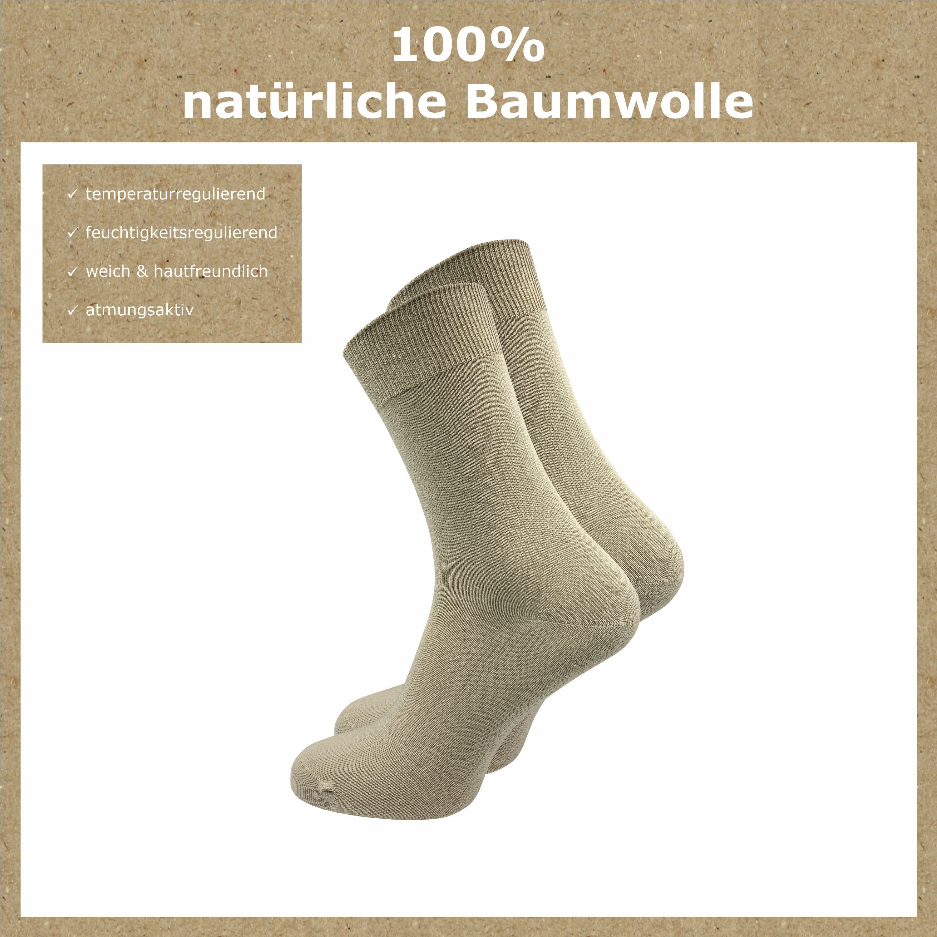 Freizeit und Paar) Komfortbund Socken Damen aus Braun GAWILO Baumwolle, (10 venenfreundlichem Business 100% für mit und Herren