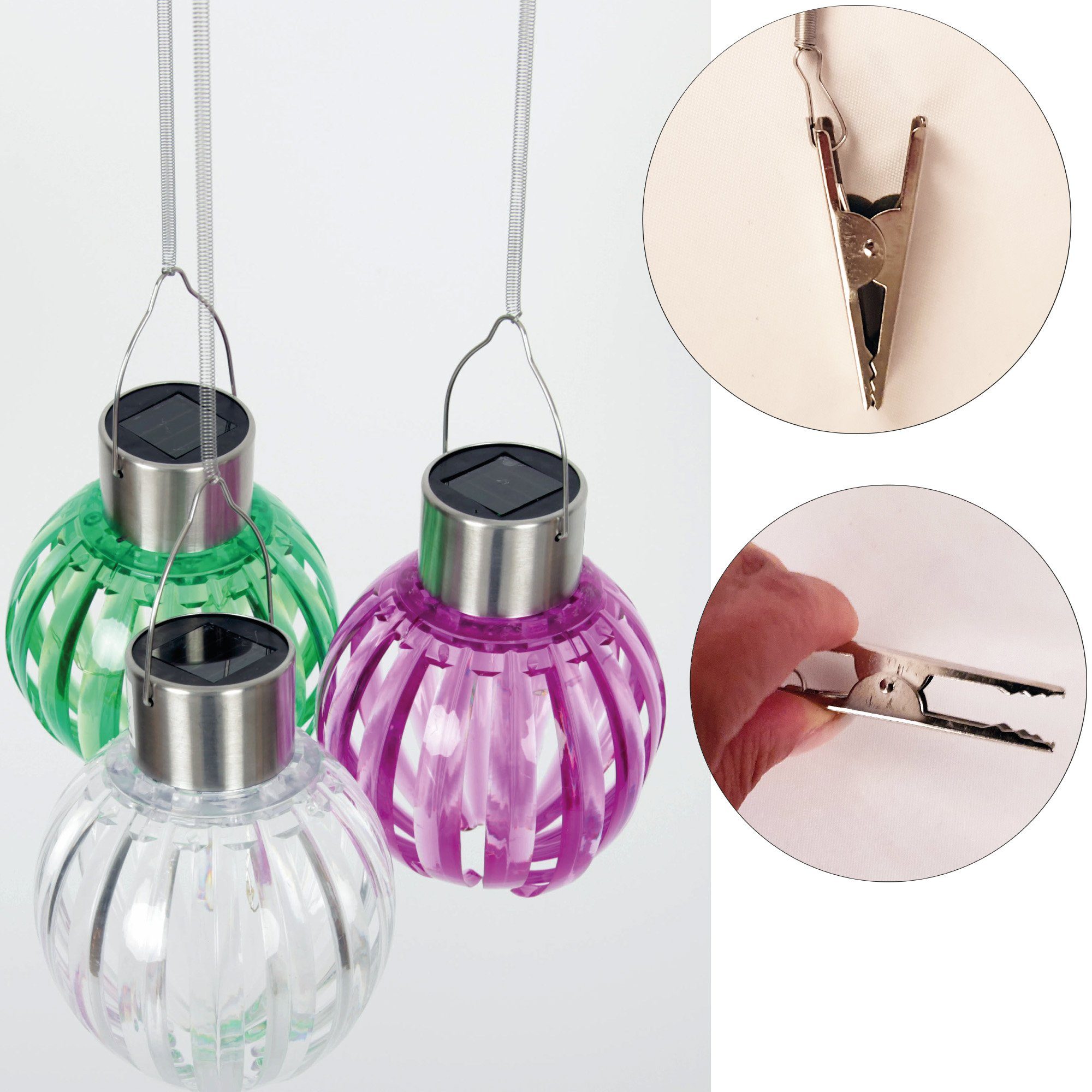 fest integriert, fest Bestlivings Fuchsia Kugel-Lampe, Lampion 10cm) mit LED Lampe(14,5cm x Warmweiß, LED Warmweiß,Solar Clip LED integriert,
