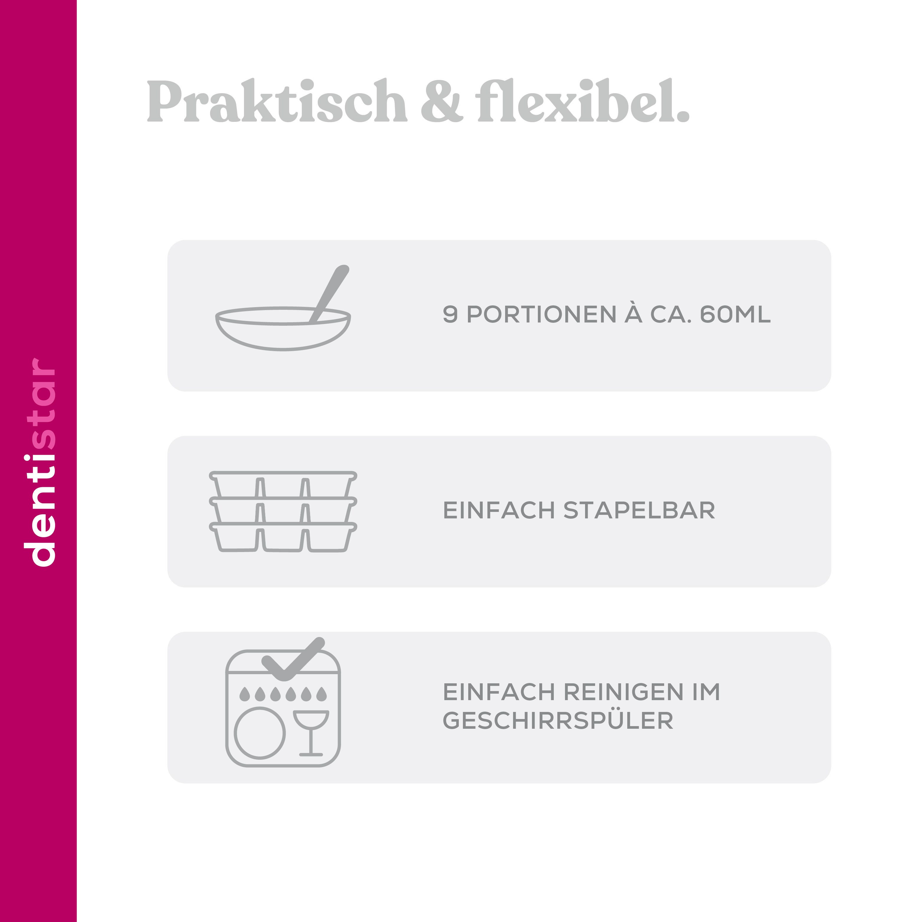 dentistar Eiswürfelform Silikon Gefrierform mit 9 x 60 ml