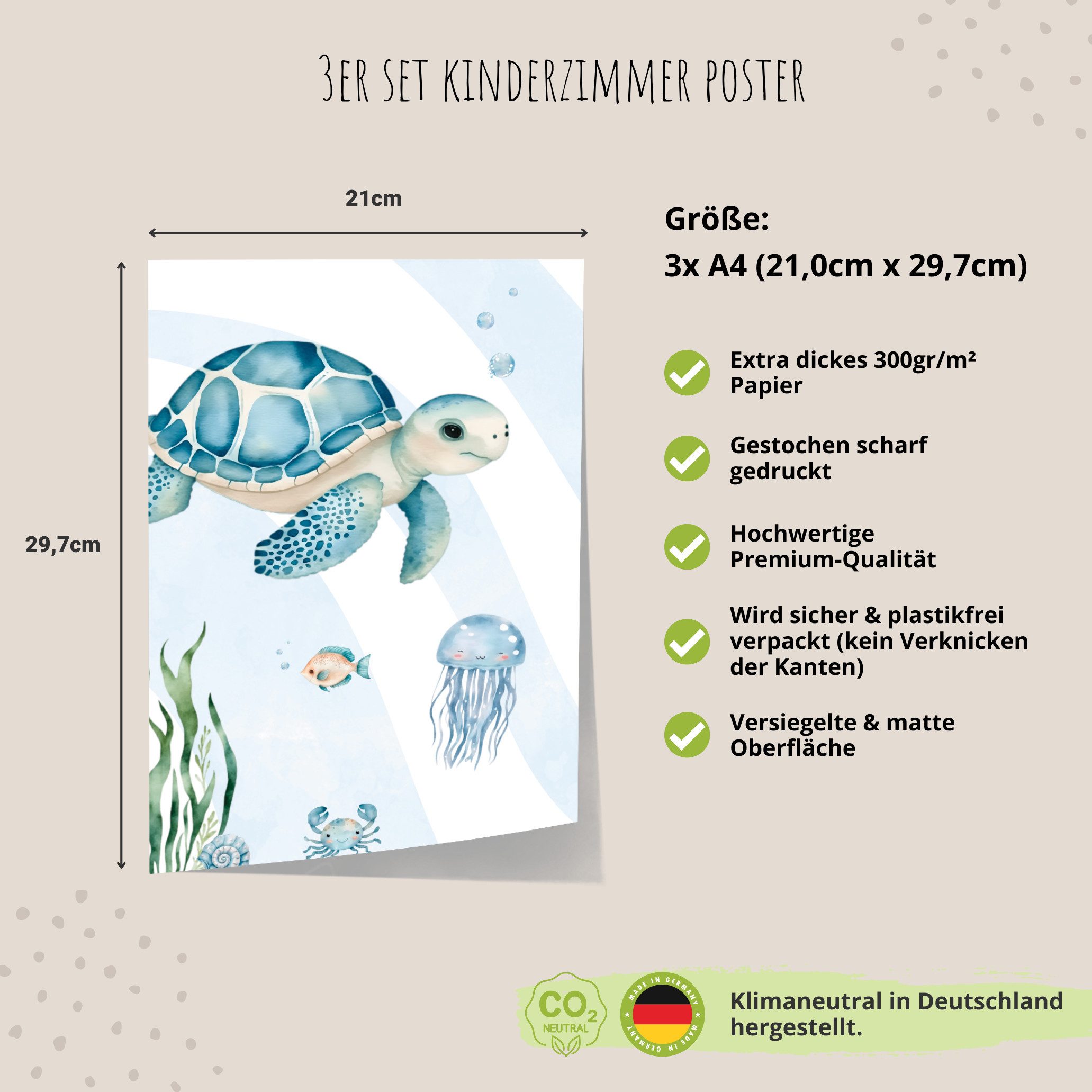 MeinBaby123® Poster Kinderzimmer Meerestiere,  Kinderzimmer Deko, Kinderzim günstig online kaufen