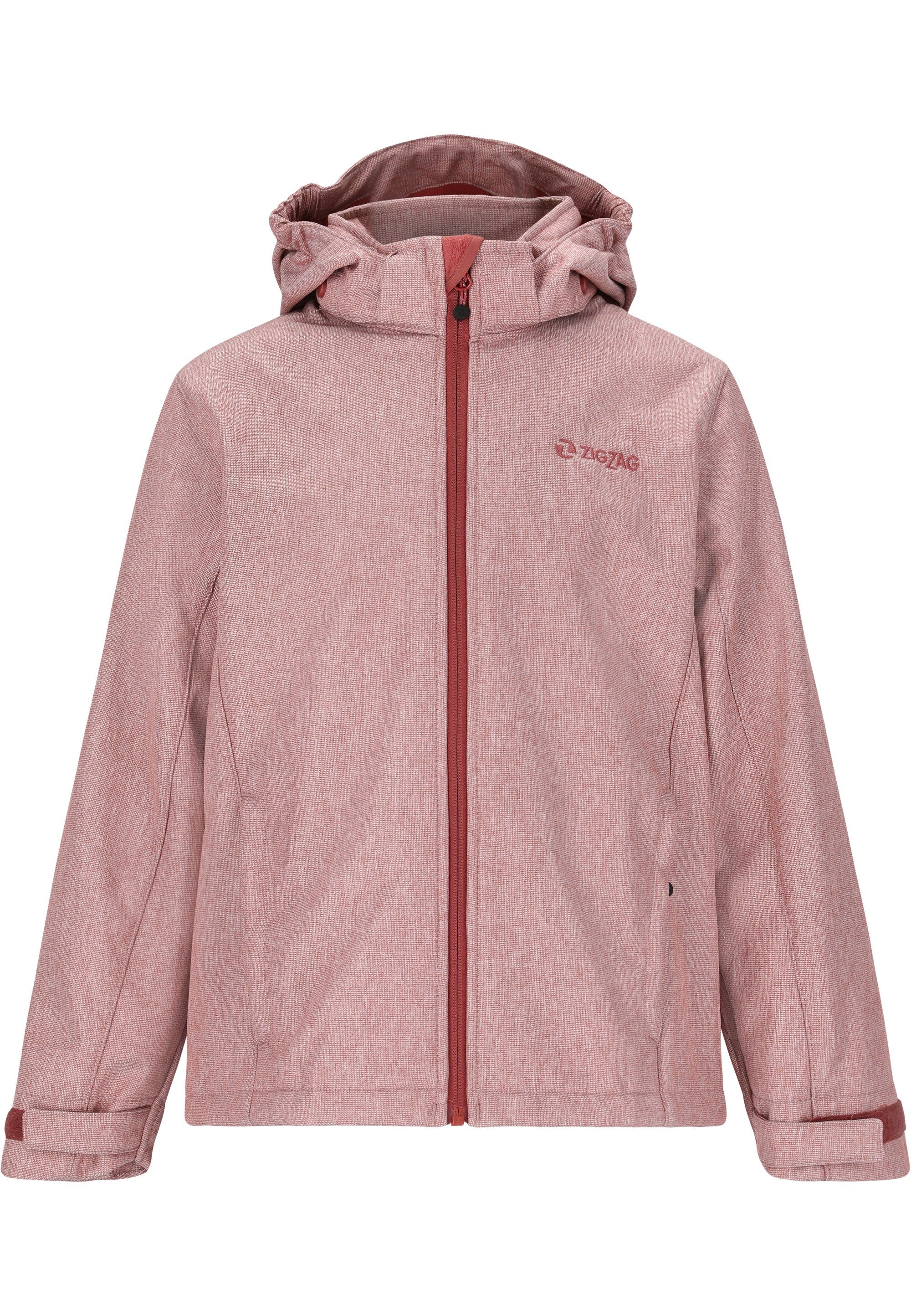 ZIGZAG Softshelljacke MANONE MELANGE WATERPROOF mit weichem Innenfleece hellrot