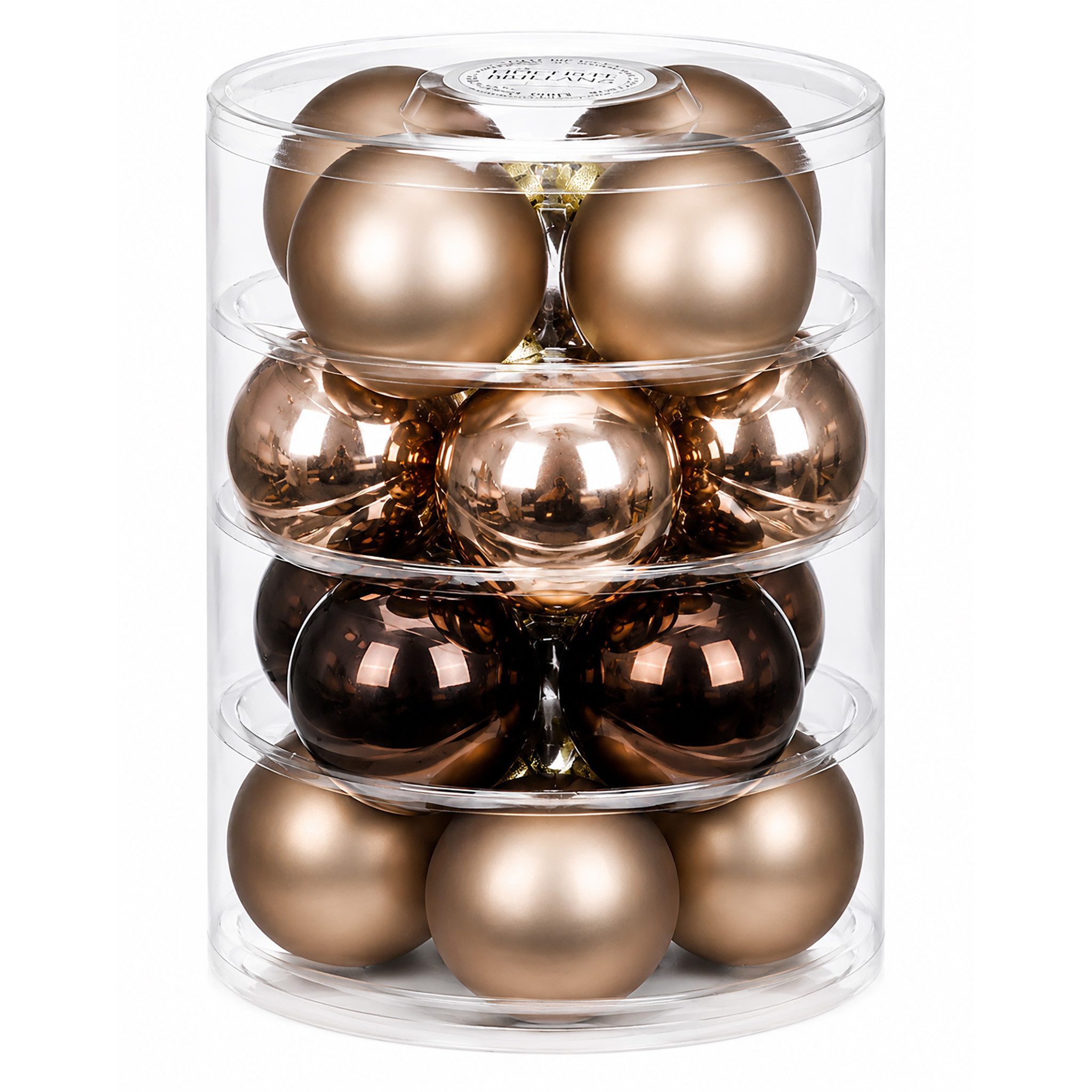 Holly & Jolly Weihnachtsbaumkugel, Weihnachtskugeln Glas 7,5cm 16er Set - Elegant Lounge Mix
