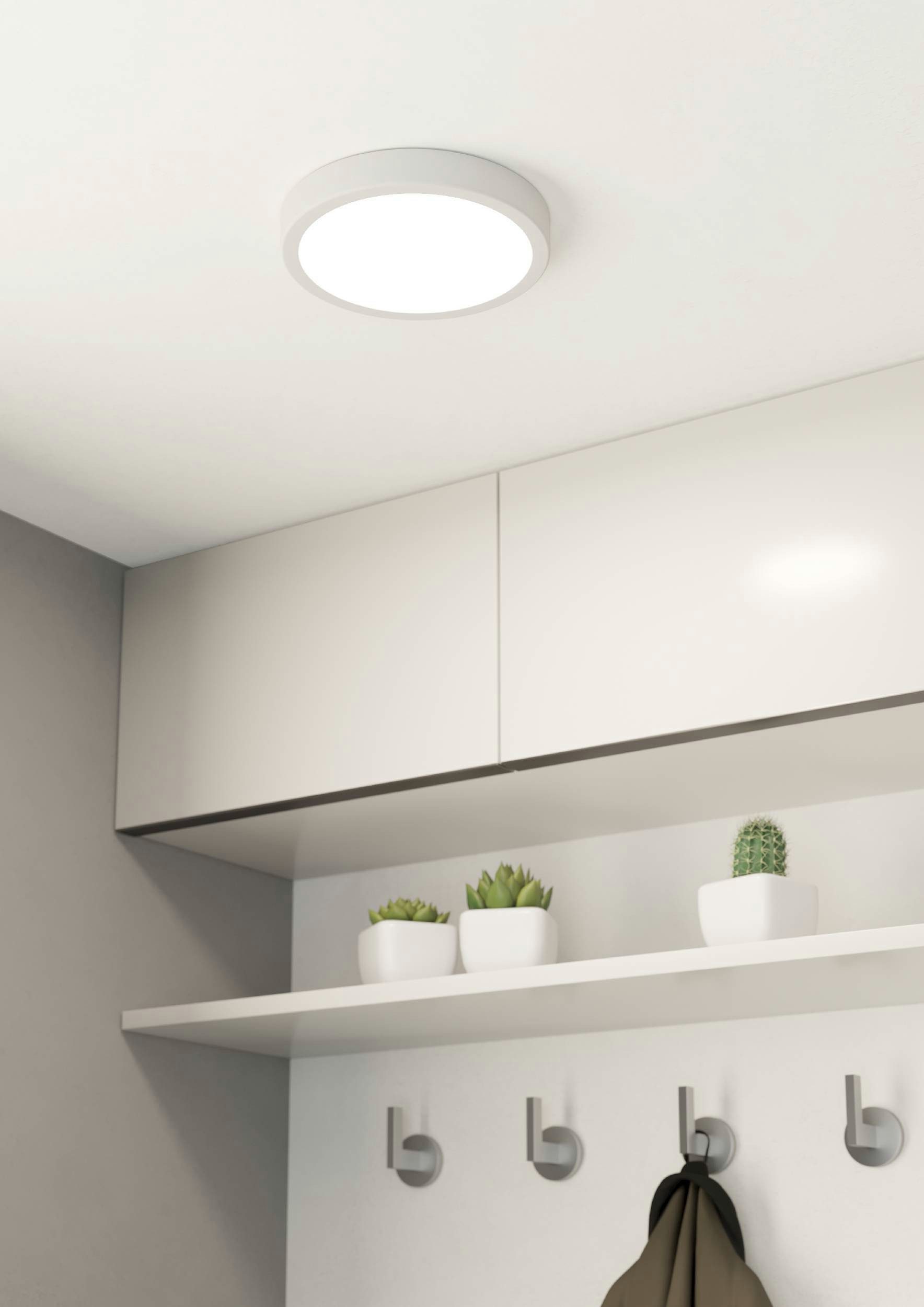 EGLO Aufbauleuchte Fueva 5 Deckenlampe, Stahl und Kunststoff, Wandlampe, Wohnzimmerlampe, Dimmfunktion, LED fest integriert, Warmweiß, Aufbauleuchte, Aufbaulampe, Wandleuchte, dimmbar, Deckenlampe, Weiß