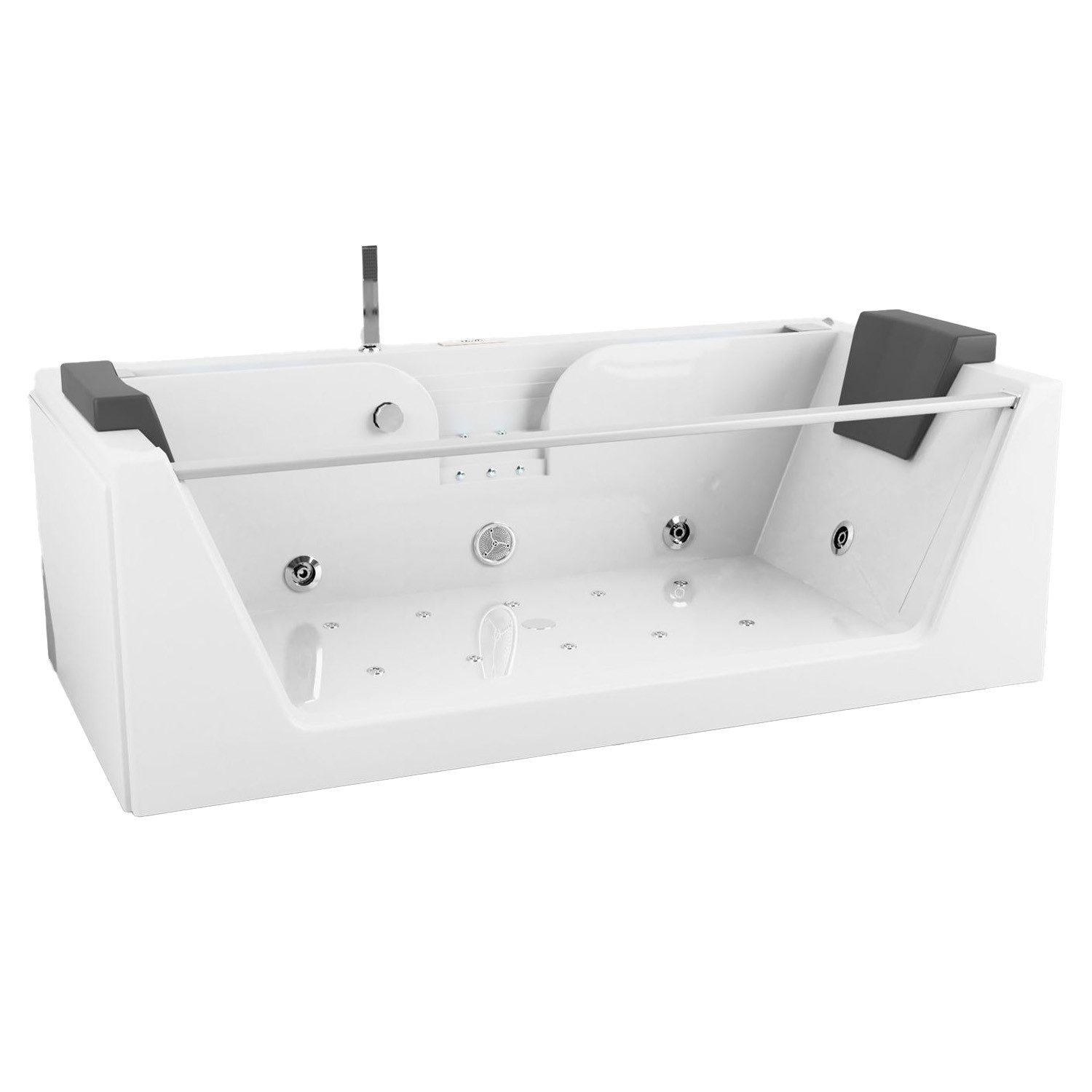 TroniTechnik Whirlpool KOS2, 179x85cm,mit Airpoolpumpe, Heizung, Whirlpooldüsen, 1-2 Personen, (mit Unterwasser LED und Radio, inkl. Zubehör, 10 Airpooljets, 4 Whirlpooljets, inkl. Spülfunktion des Rohrsystems), Premium Whirlpoolpumpe, Unterwasser LED, Massagedüsen