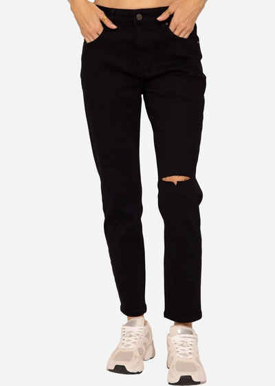 SASSYCLASSY Destroyed-Jeans Mid-Rise Straight Destroyed Джинси Damen Джинси mit Comfort Stretch, 5-Pocket-Style, 7/8 Довжина