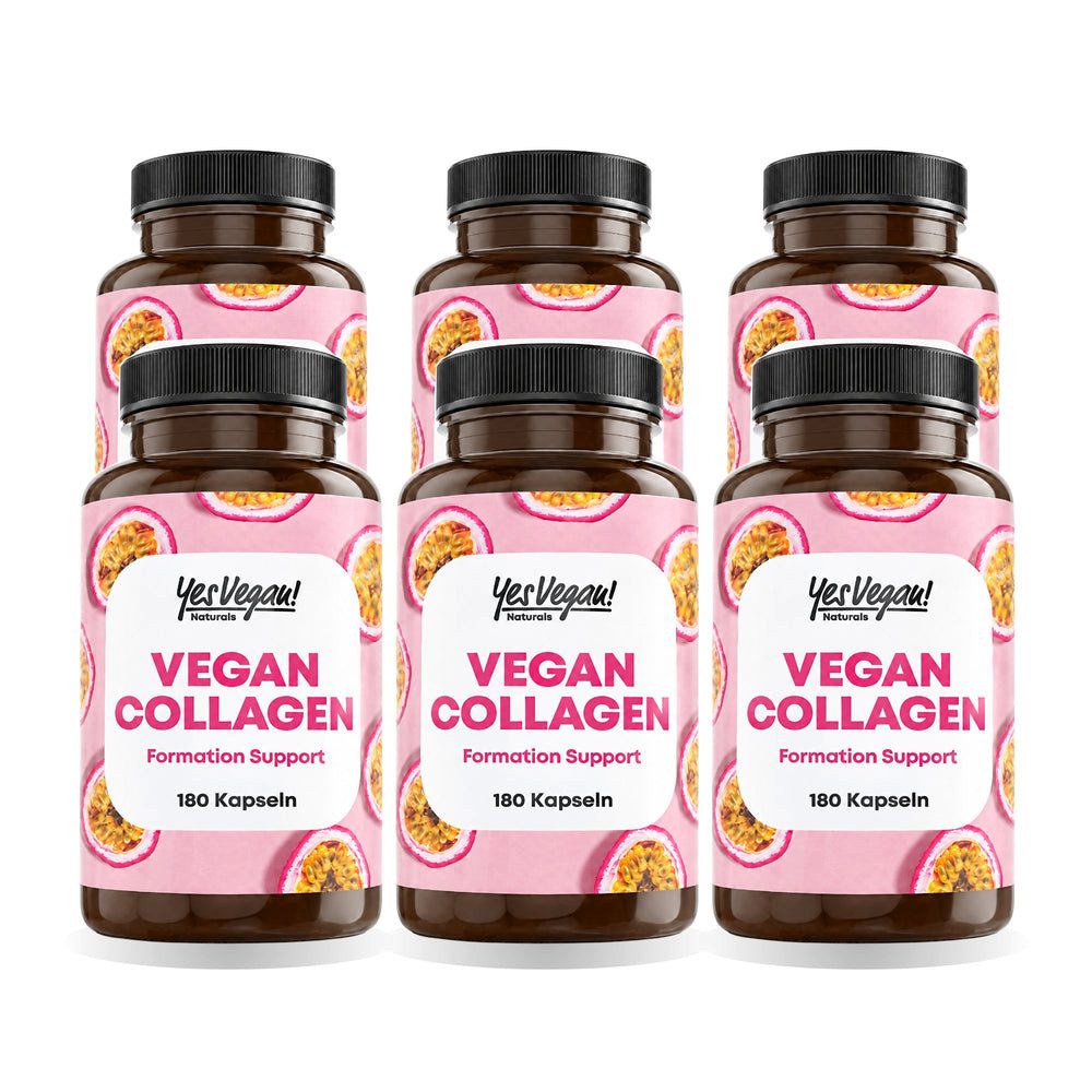 Yes Vegan Vegan Collagen, Kollagen Alternative mit Vitamin C Kapseln, 6 er Spar-Set à 180 St., vegan, laktosefrei, glutenfrei
