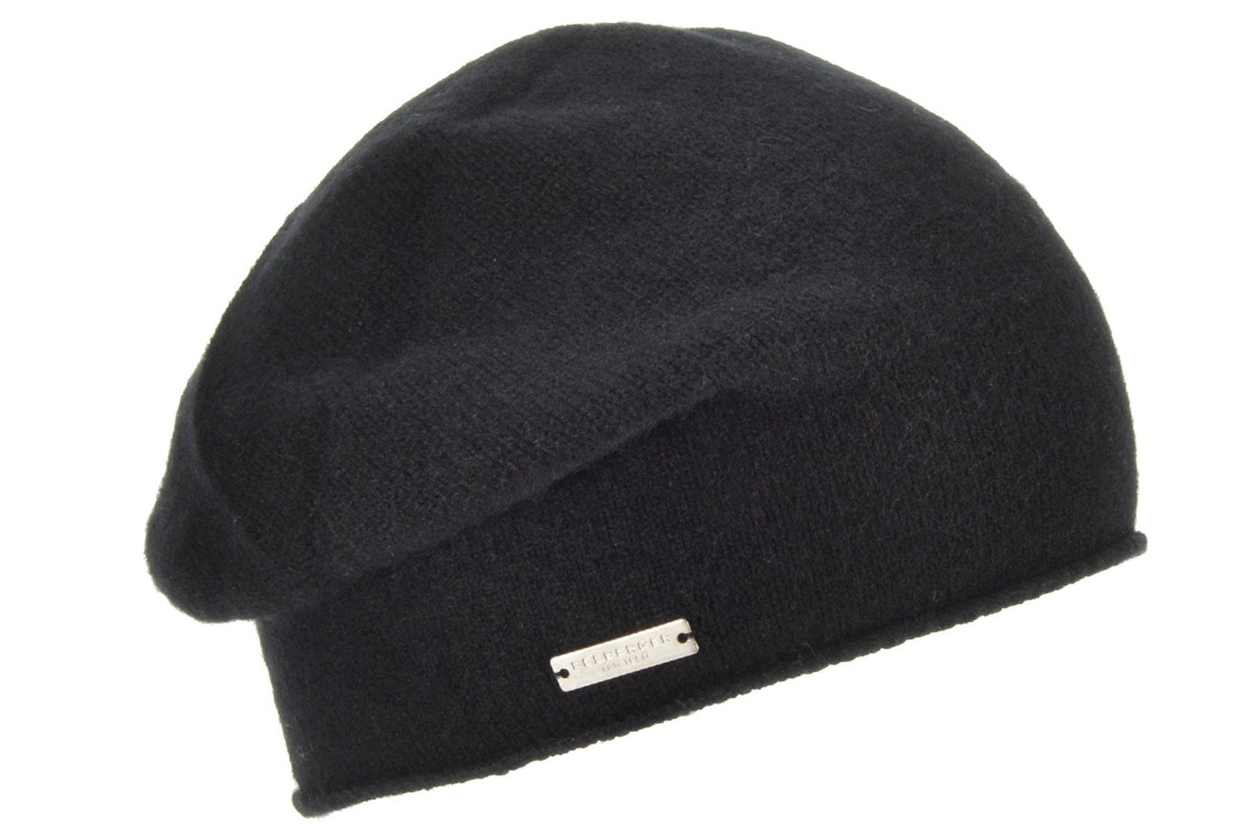 Seeberger Beanie Cashmere schwarz mit 17702-0 Rollkante Baske