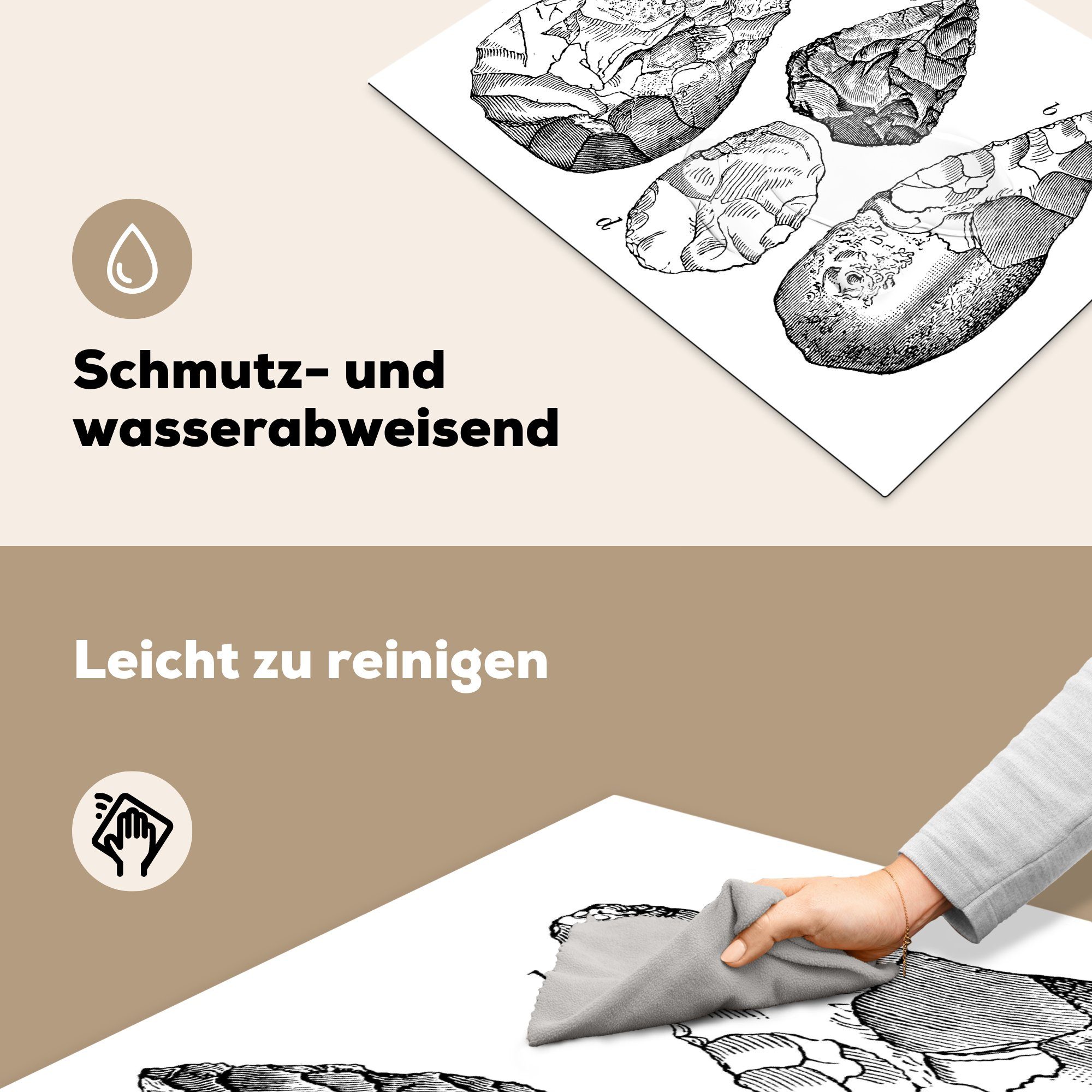 70x52 Illustration tlg), Eine MuchoWow Arbeitsfläche von Vinyl, nutzbar, Mobile vier Herdblende-/Abdeckplatte cm, Ceranfeldabdeckung Steinen, (1