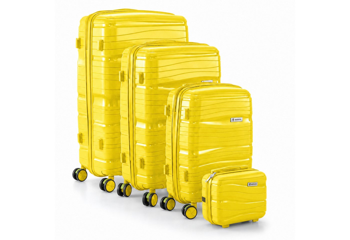 Berwin Trolleyset mit Beautycase Modell Torna Tropic Gelb, 4 Rollen, (Set, 4 tlg., MS-19831)