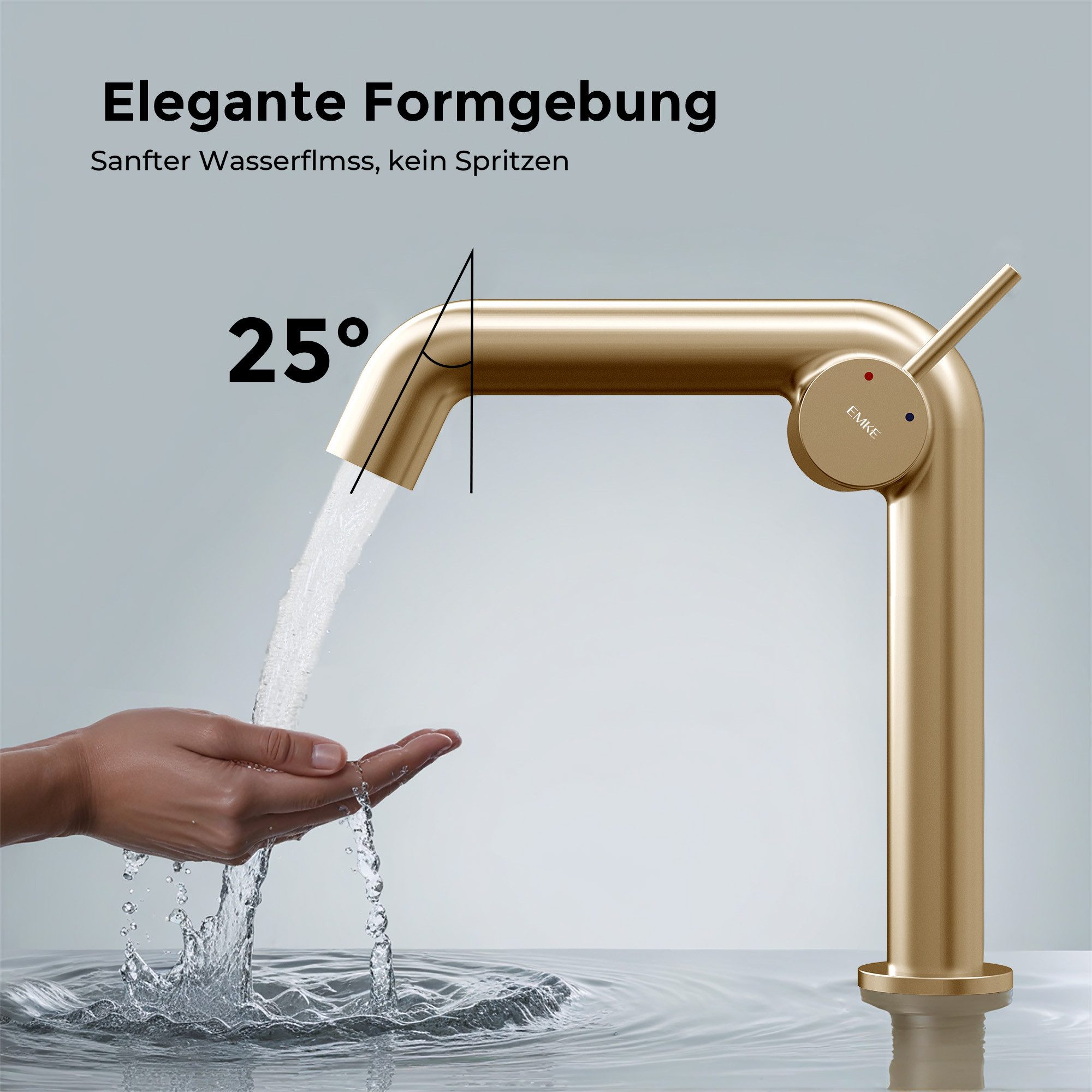 EMKE Waschtischarmatur Wasserhahn Bad mit Luftsprudler Küchenarmatur Mischbatterie-Armatur (Badezimmer armaturen, Waschbeckenhahn, Schwarz)