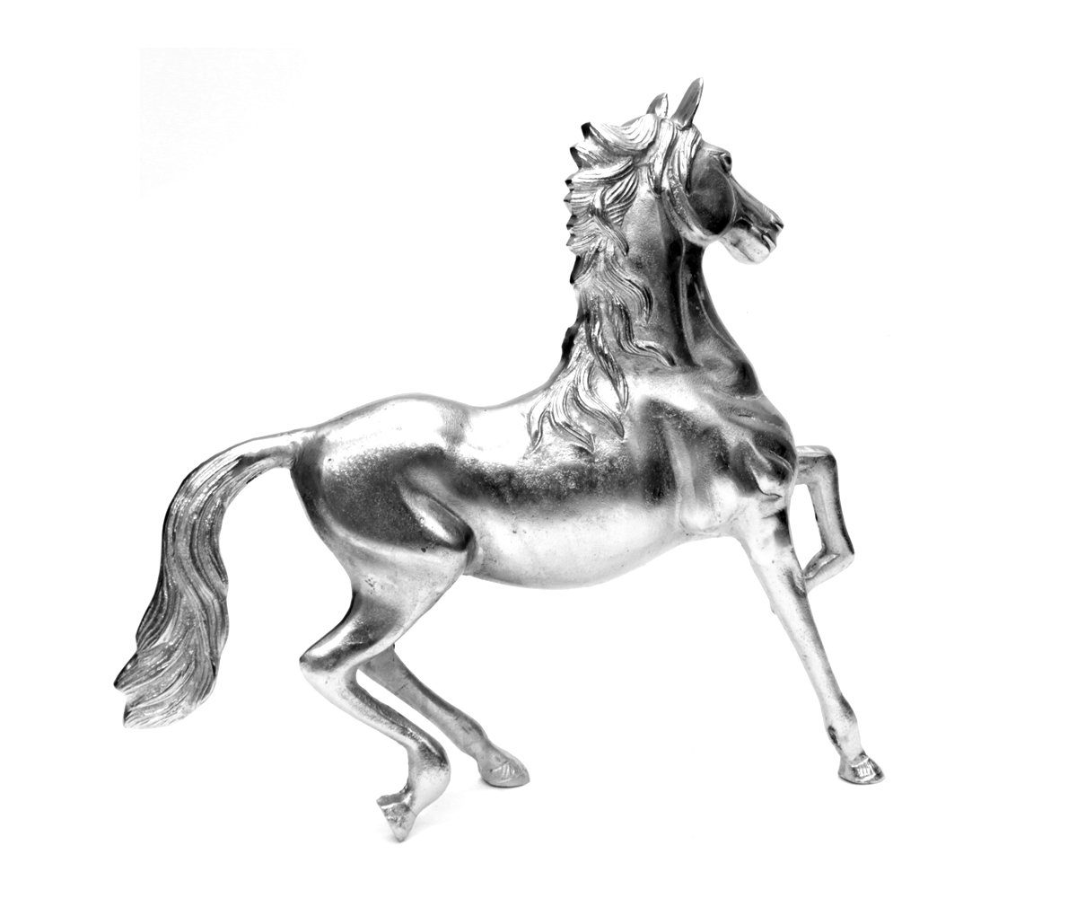Aluminium Pferd Silber Dekofigur Pferdefigur Brillibrum Skulptur Reiten Wildpferd Dekofigur