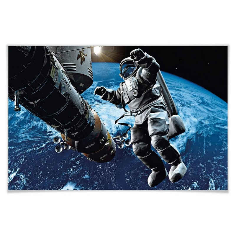 Wizard + Genius Poster XXL Poster Astronaut im Weltall NASA Galaxie Wandposter 175x115 cm, Wohnzimmer Wandbild modern