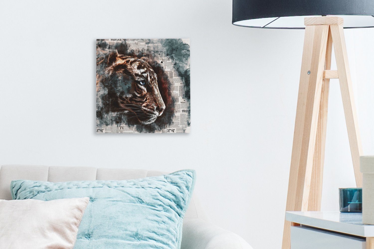 Bilder - Tiger (1 Kunst, Zeitung Leinwand OneMillionCanvasses® St), Wohnzimmer - Leinwandbild für Schlafzimmer