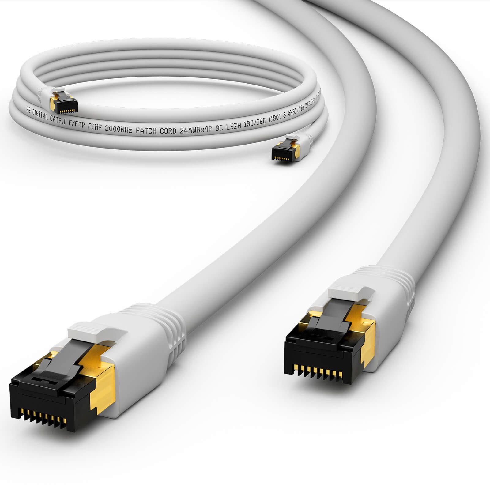 HB-DIGITAL LAN Kabel CAT 8 Patchkabel RJ45 Netzwerkkabel CAT 8.1 F/FTP LSZH Netzwerkkabel, RJ45, (25 cm), Doppelte Abschirmung F/FTP