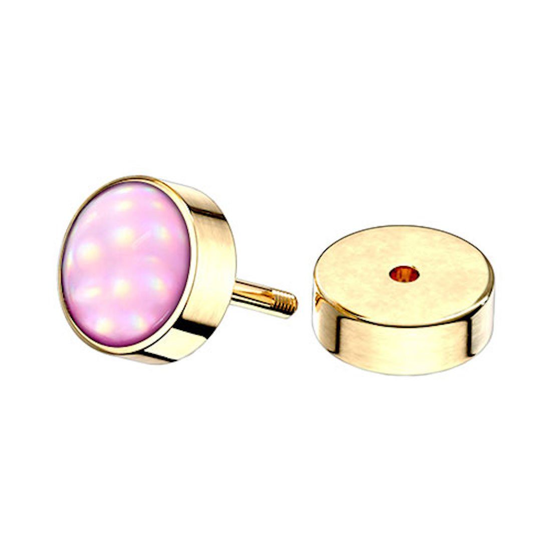 Fake Flesh - Gold Epoxy Tunnel Platte Piercing Piercing-Set Hantel Hantel glänzenden Taffstyle Pink Ohrstecker Stein, Plug Ohrstecker Ohrringe Stecker Runde