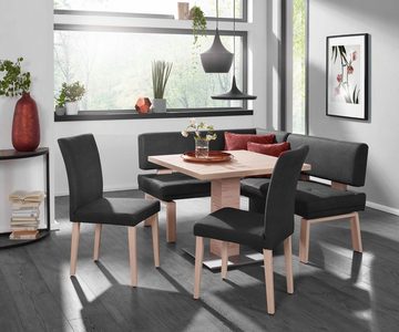 K+W Komfort & Wohnen Eckbankgruppe Santos I, (Set), rechts/links Schenkel 157cm, zwei 4 Holzstühle und Tisch 90x90cm