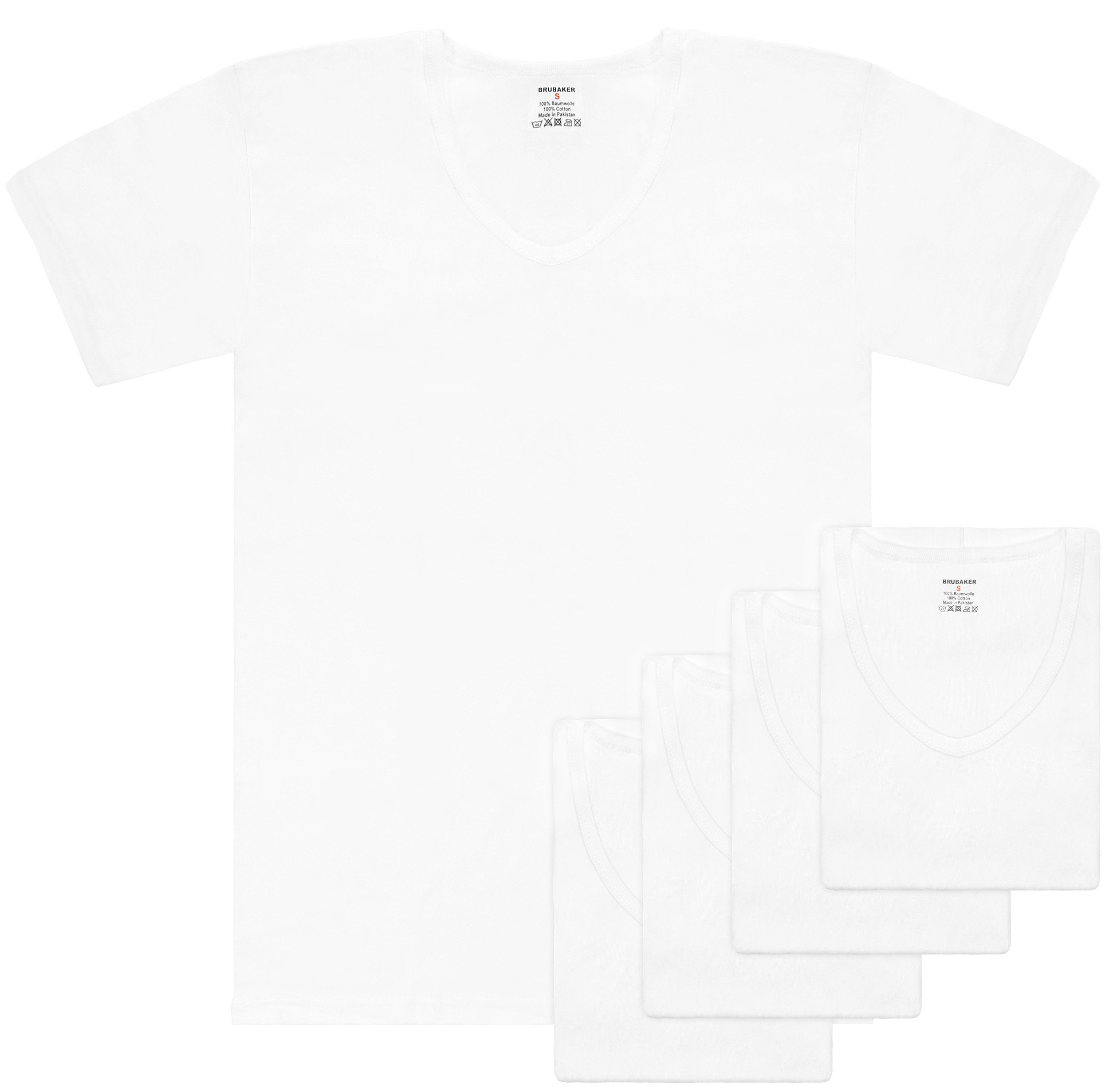 BRUBAKER Unterziehshirt Herren Unterhemd mit V-Neck - Kurzarm Shirt (Set, 5 günstig online kaufen