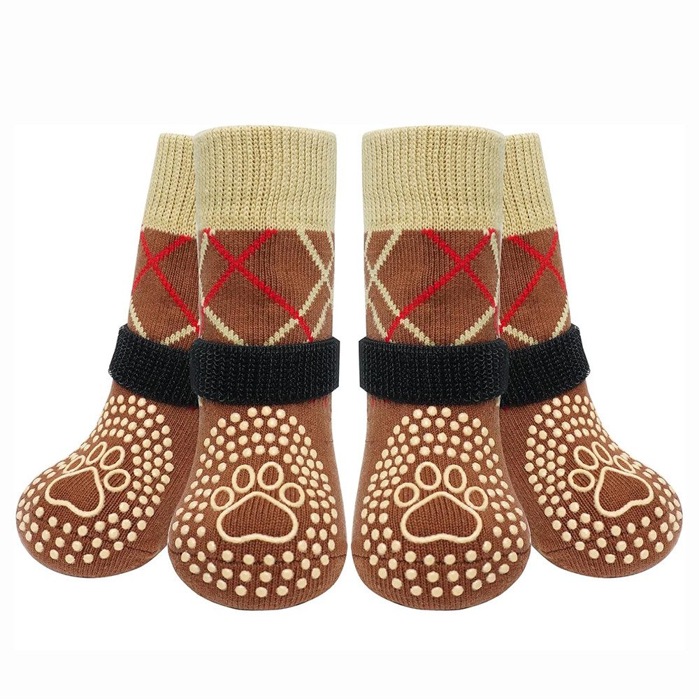 Zaewry Pfotenschutz 4 Stück Hundesocken Anti-Rutsch, (Doppelseitige mit Verstellbaren Riemen), für Innenbereich