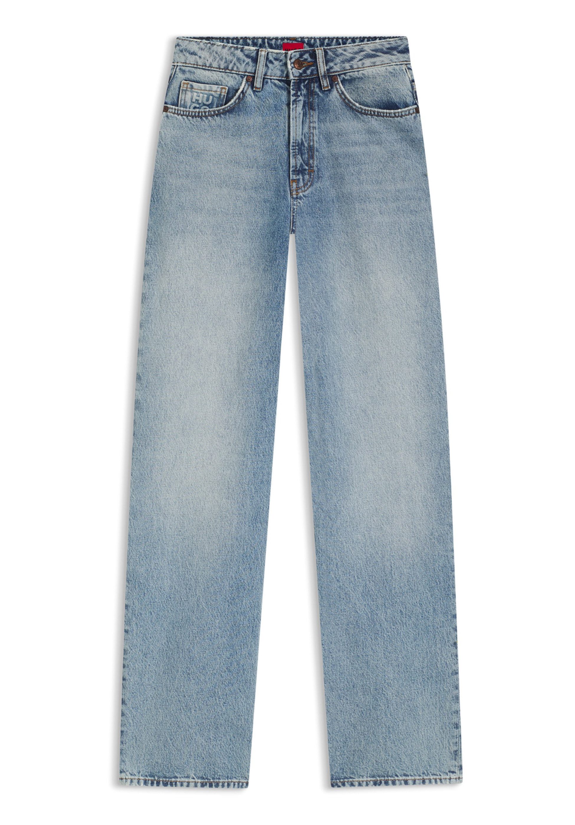 HUGO 5-Pocket-Jeans aus blauem Baumwoll-Denim mit weitem Beinverlauf (1-tlg)