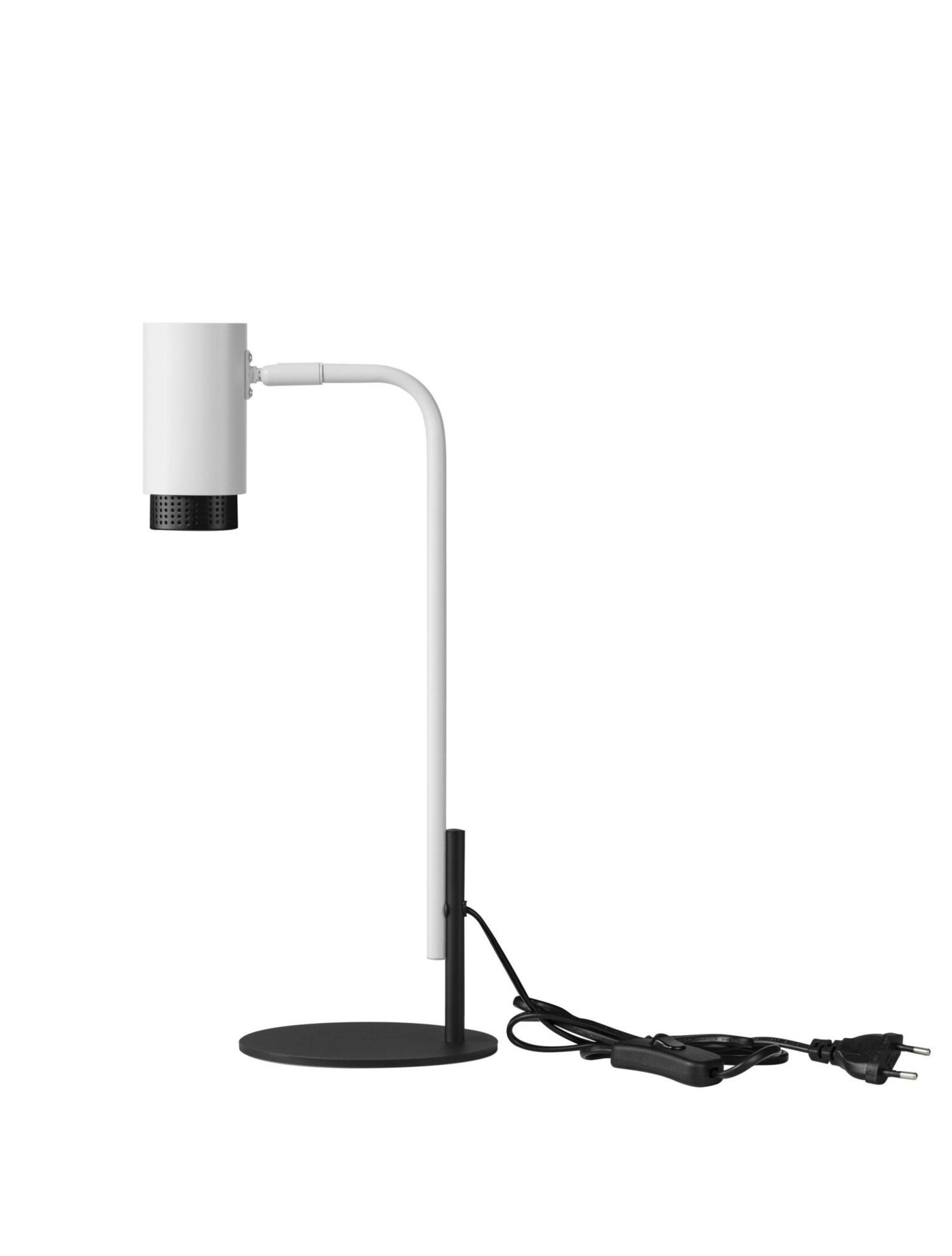 Licht-Erlebnisse Tischleuchte MARVIN, ohne Leuchtmittel, Tischlampe Weiß Schwarz 42 cm hoch GU10 mit Kabelschalter Aluminium