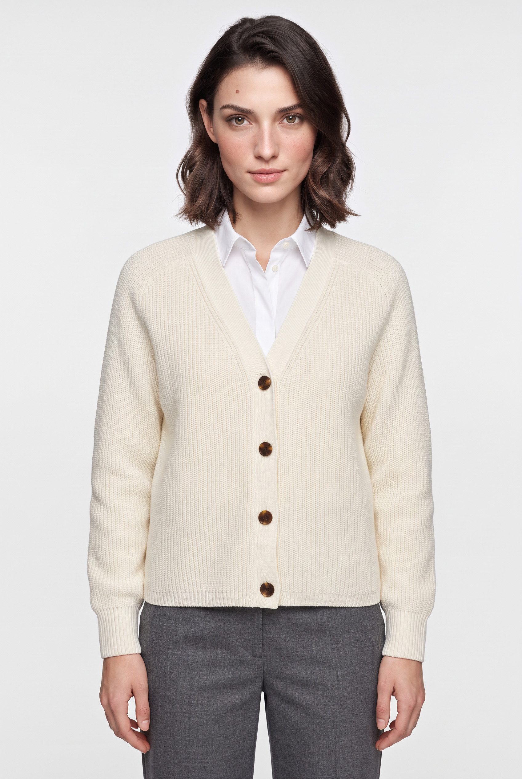 Gant Cardigan RIBBED KNIT COTTON Regular fit mit V-Ausschnitt