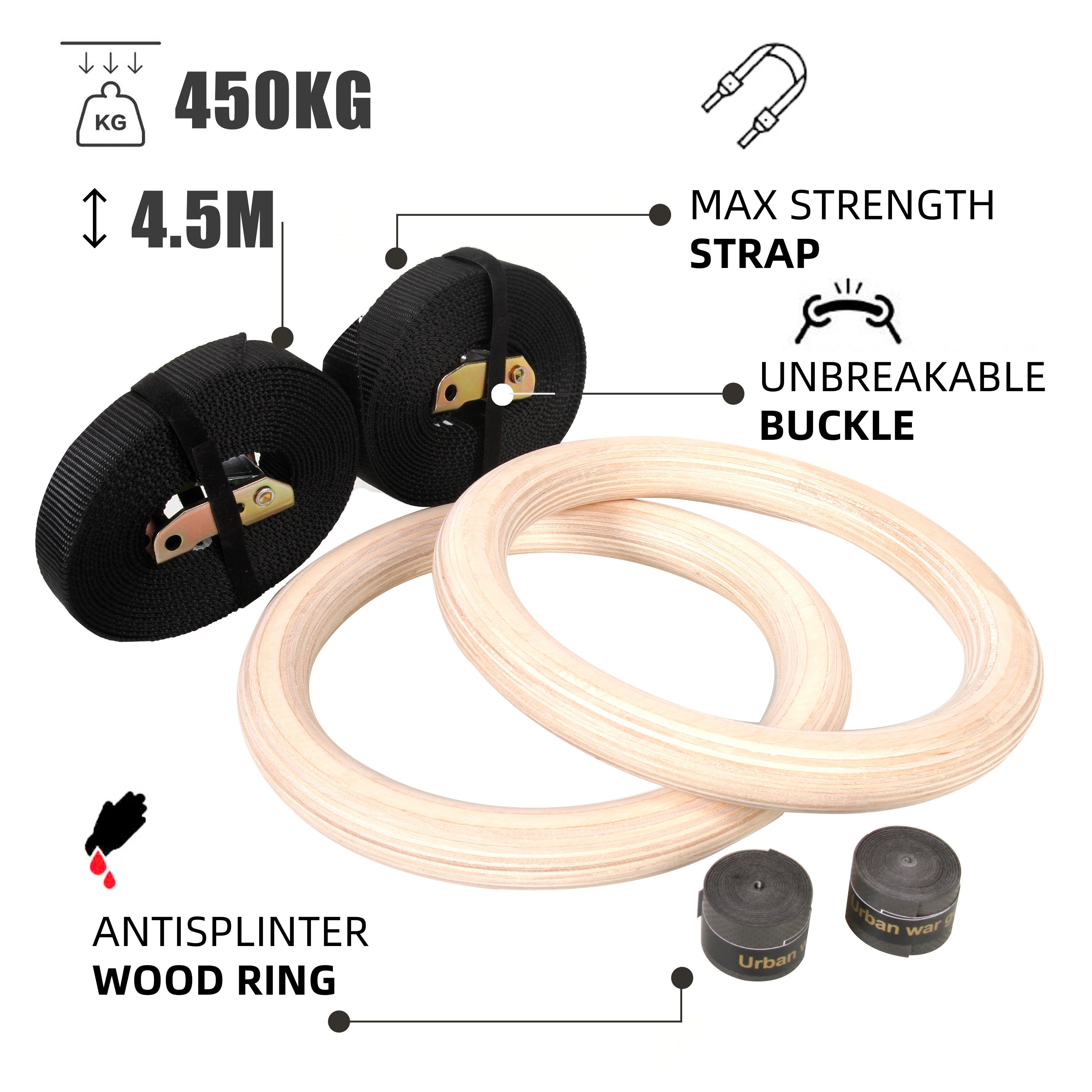 CCLIFE Trainingsring Gymnastikringe Gymnastic Ringe Holz Trainingsringe Turnringe fitness