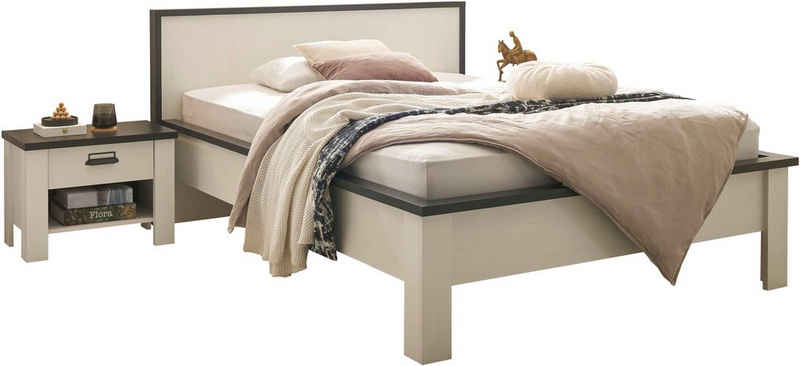 Home affaire Bettanlage SHERWOOD, (3-St), Liegefläche Bett 140x200cm, 2 Nachttische mit jeweils 1 Schublade