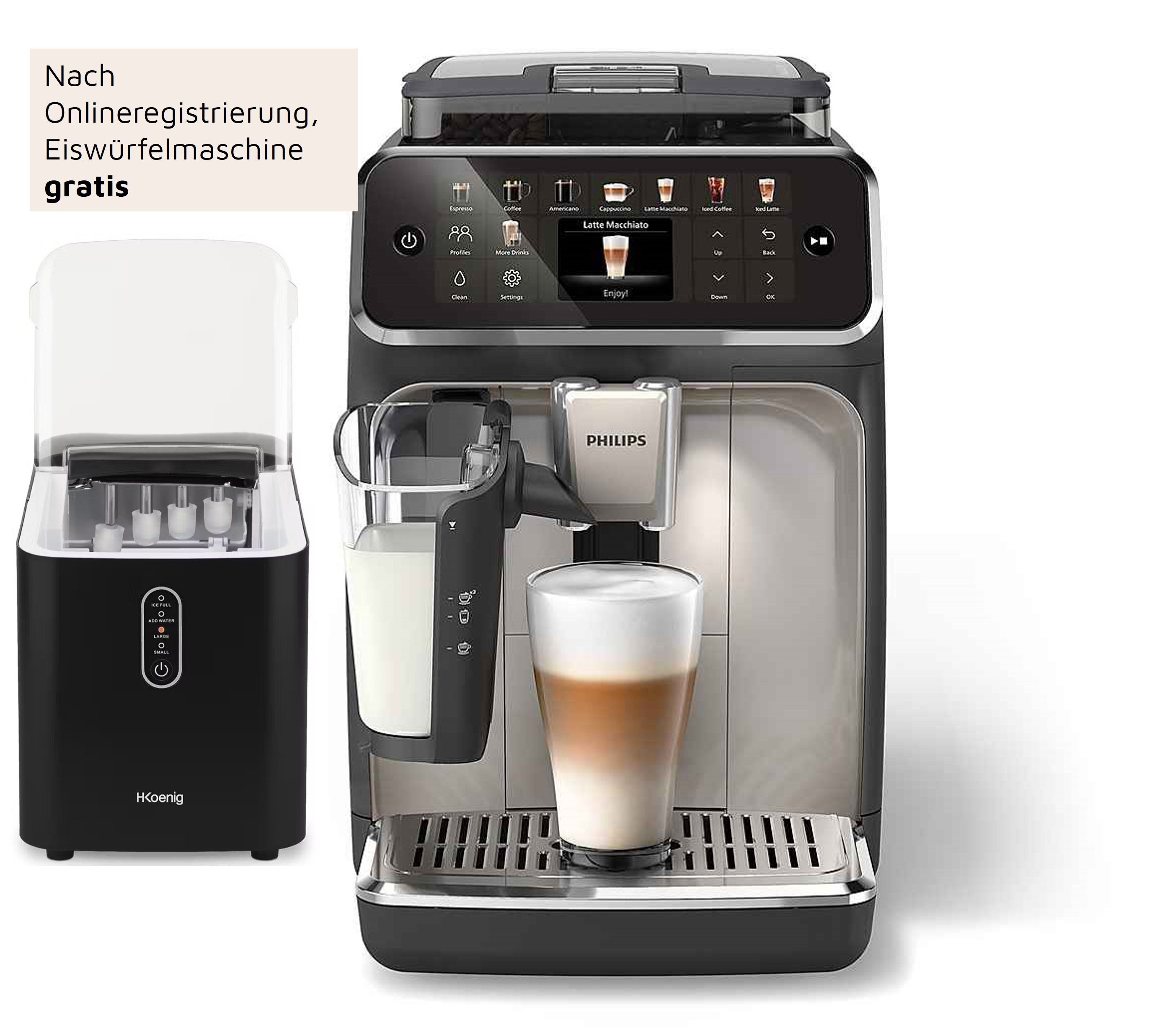 Kaffeevollautomat EP5547/90 5500 Series, 20 Kaffeespezialitäten (heiß oder eisgekühlt), Chrom-Schwarz