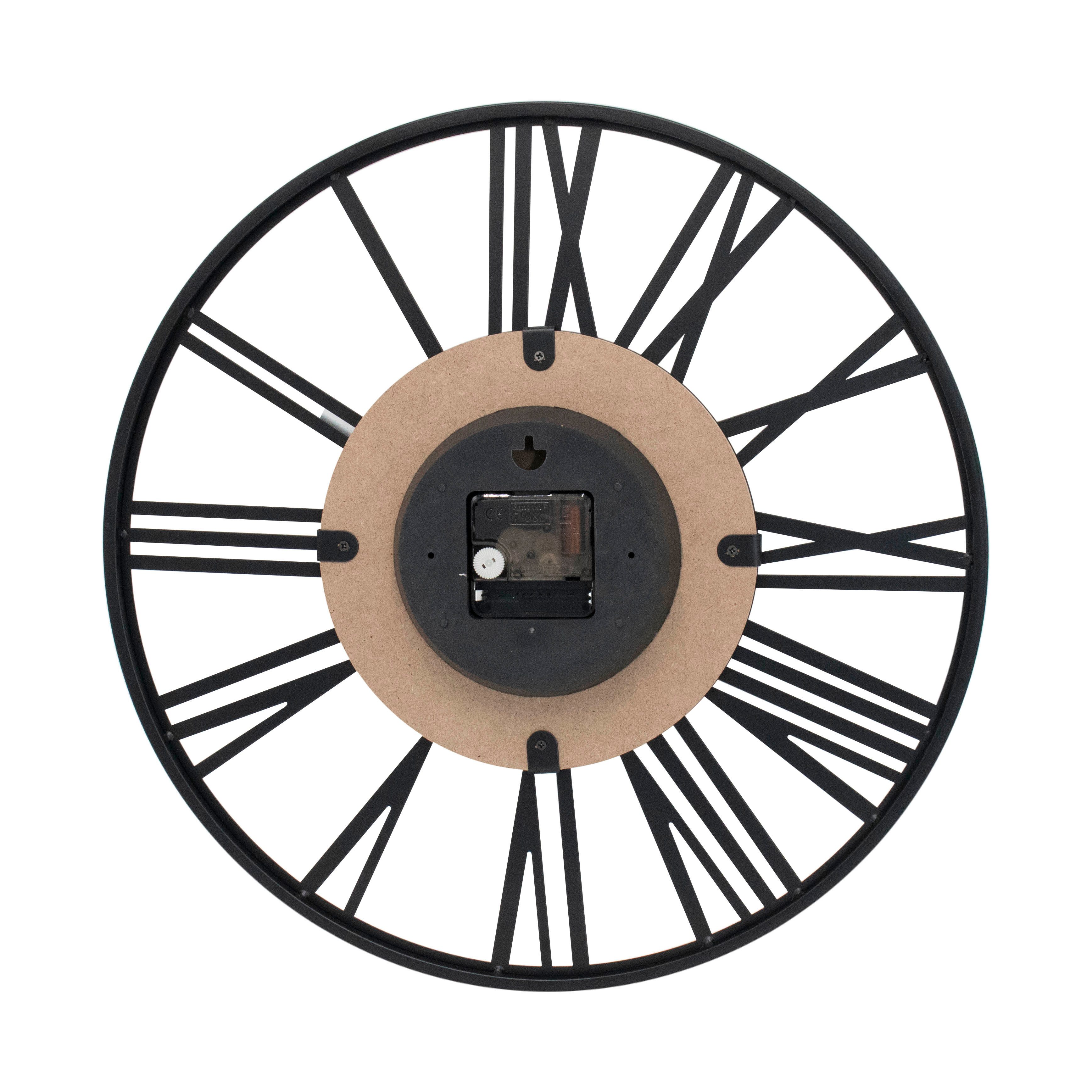 K&L Wall Art Wanduhr industrielle XL Holz-Metall Uhr ohne Tick-Geräusche (leises Quartz Uhrwerk)