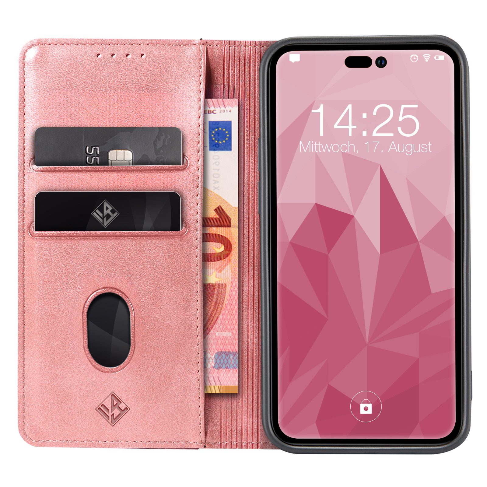 Tec-Expert Handyhülle Tasche Hülle für Apple iPhone 14 Pro 6.1 Zoll, 6.1", Cover Klapphülle Case mit Kartenfach Fliphülle aufstellbar