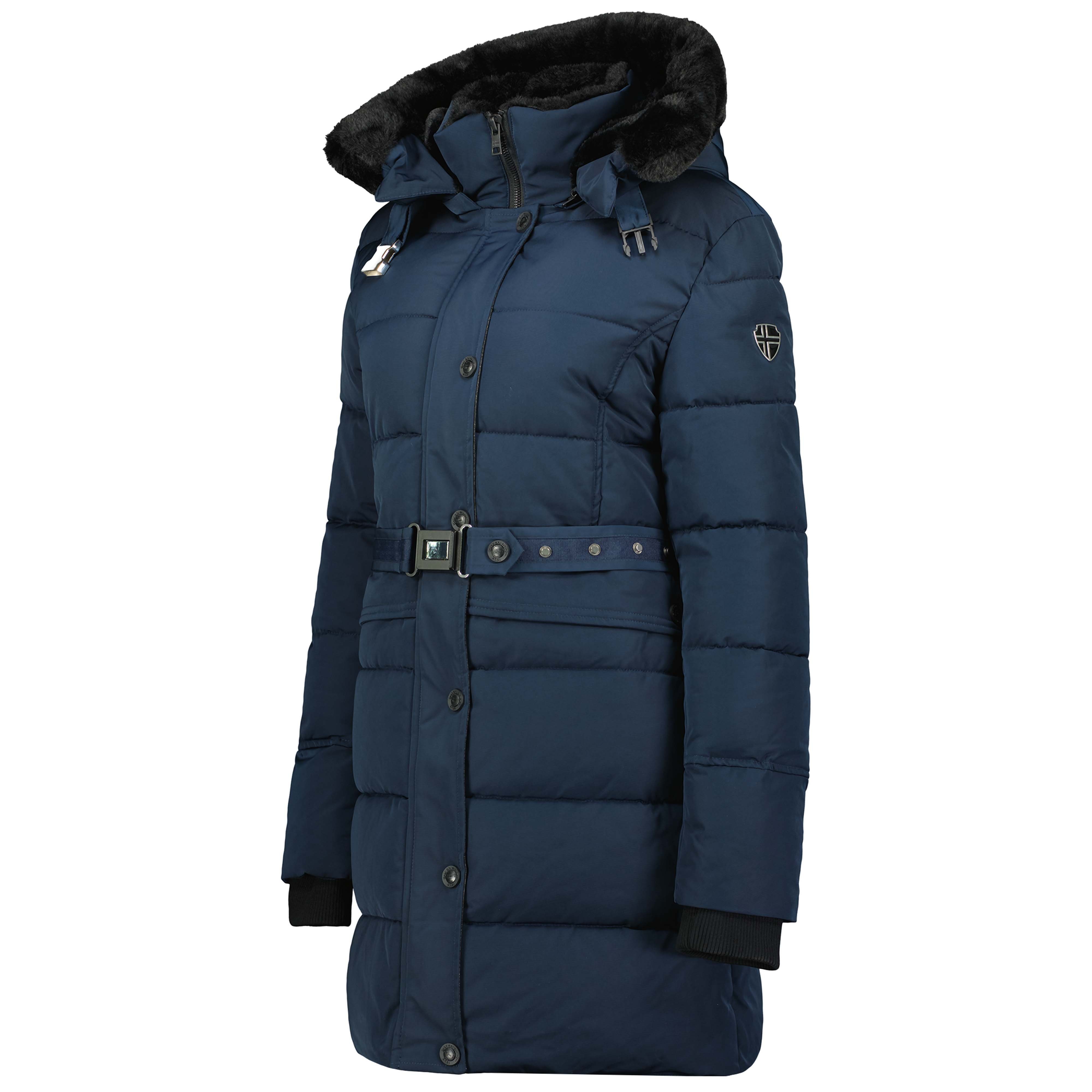 Geographical Norway Winterjacke Damen Outdoor Jacke in Unifarbe, abnehmbarer Kapuze, mit Stehkragen
