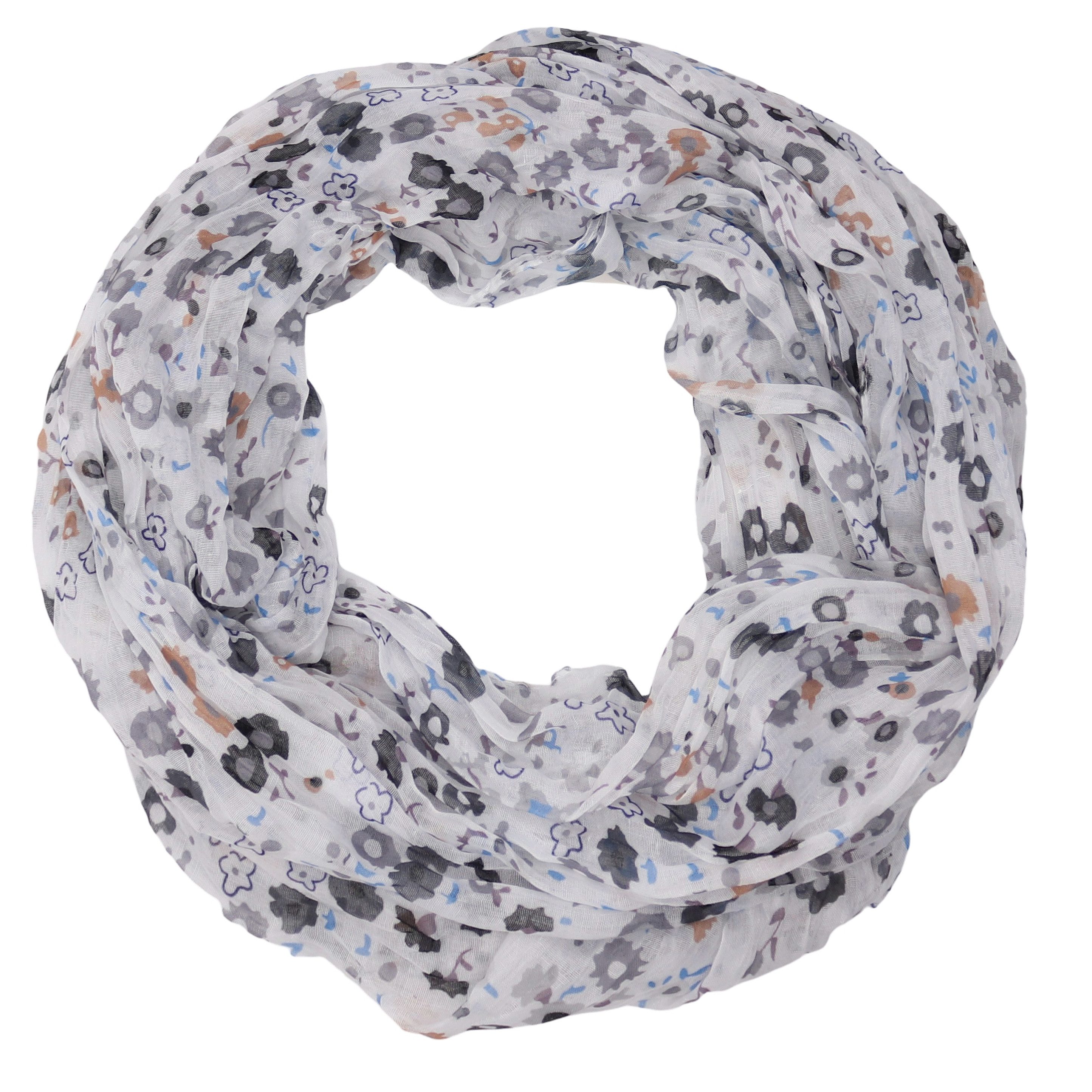 MIRROSI Loop Damen Schal mit Blümchen-Muster Weich, (zweimal um den Hals wickelbar, ca.45x75cm), Damen Halstuch ideal für Frühling, Sommer oder Herbst