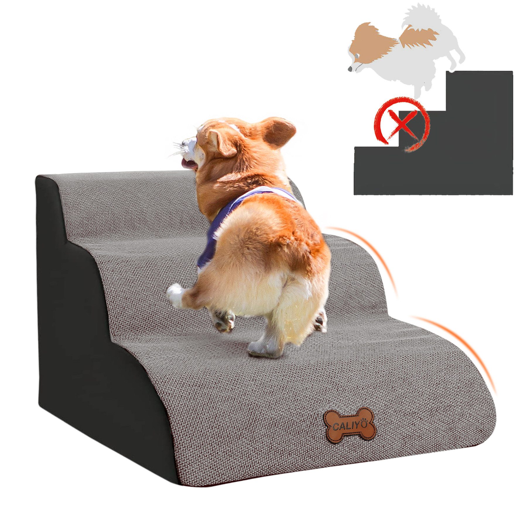 CALIYO Hunderampe Hundetreppe 3 Schichten Haustiertreppe günstig online kaufen