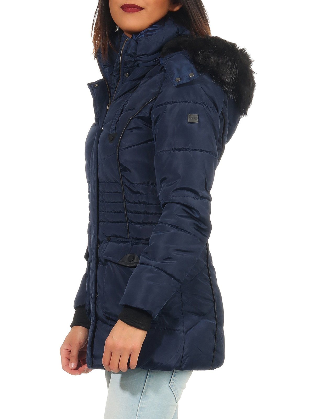 mit G-Boumir Navy Kapuze, abnehmbar Winterjacke abnehmbarer Norway Kunstfellbesatz Geographical leyoley by