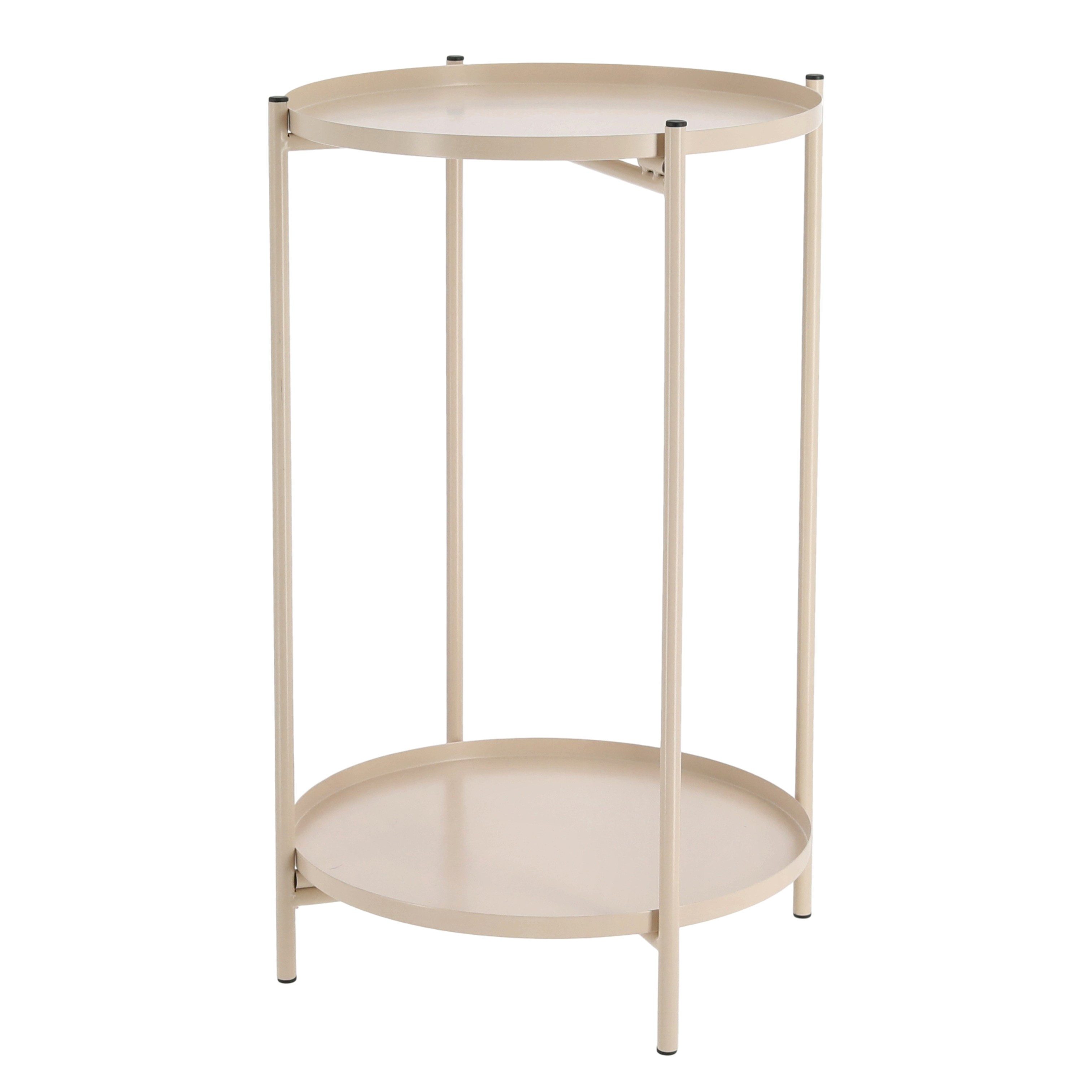 Meinposten Beistelltisch Couchtisch Telefontisch rund 28x48 cm schwarz creme weiß (1-St)