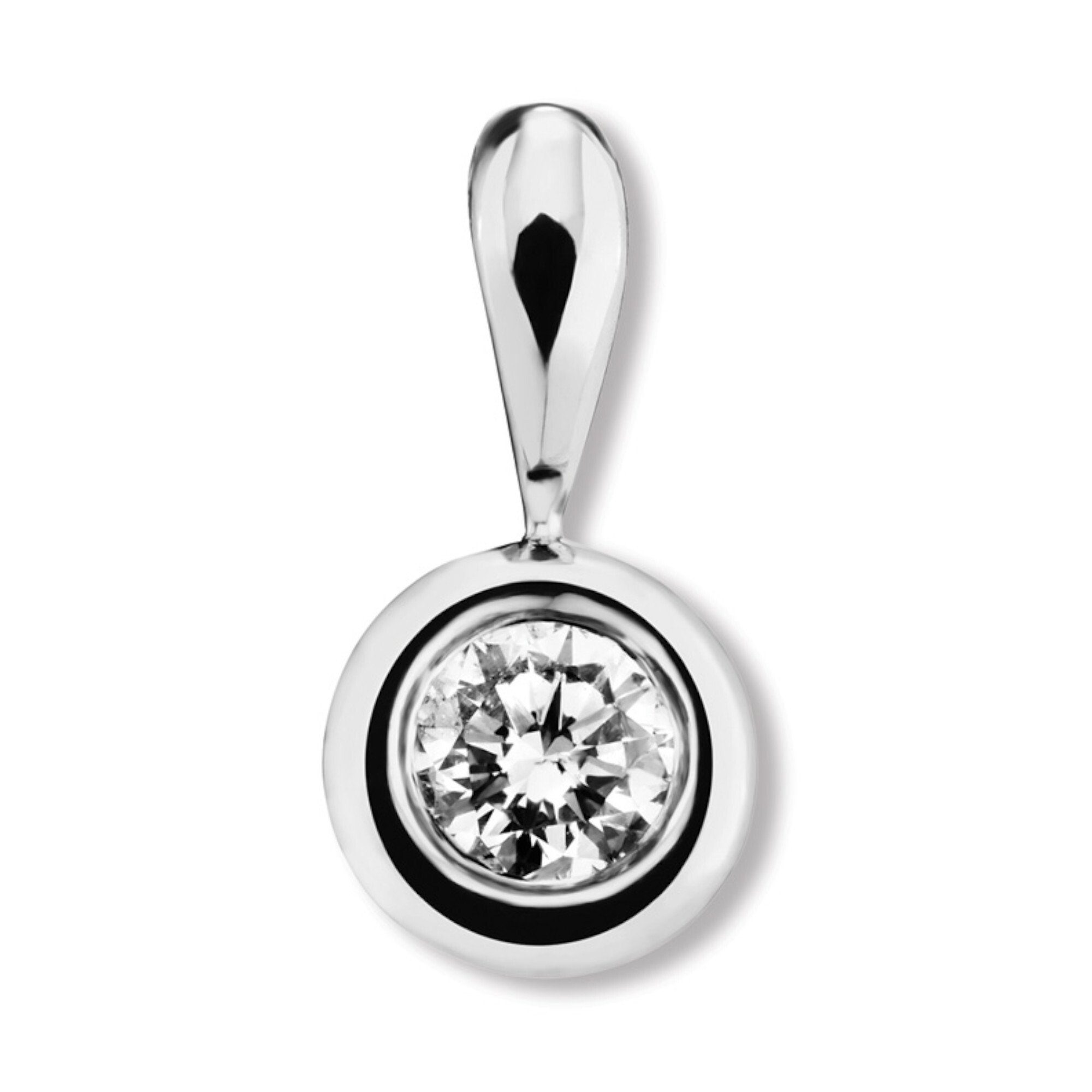 ONE ELEMENT Kettenanhänger 0.15 ct Diamant Brillant Zarge Anhänger aus 750 Weißgold, Damen Gold Schmuck Zarge | Kettenanhänger