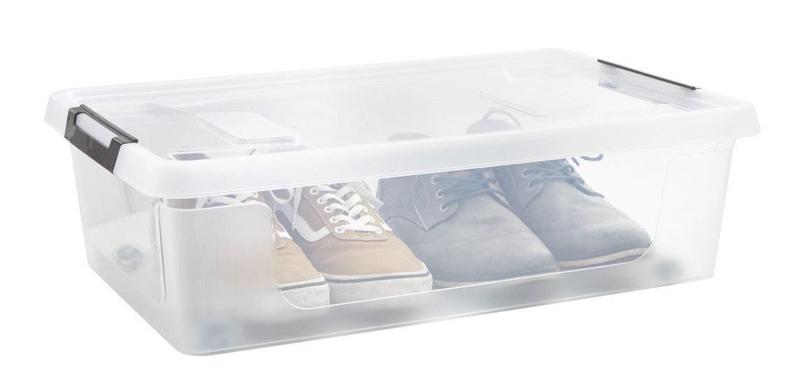 Gardissimo Aufbewahrungsbox 3 er Set mit Deckel "Clip" 30 Liter Kunststoff Boxen Stapelboxen (Spar-Set, 3 Boxen + 3 Deckel), Clipverschluss / mit Rollen / stapelbar / nestbar