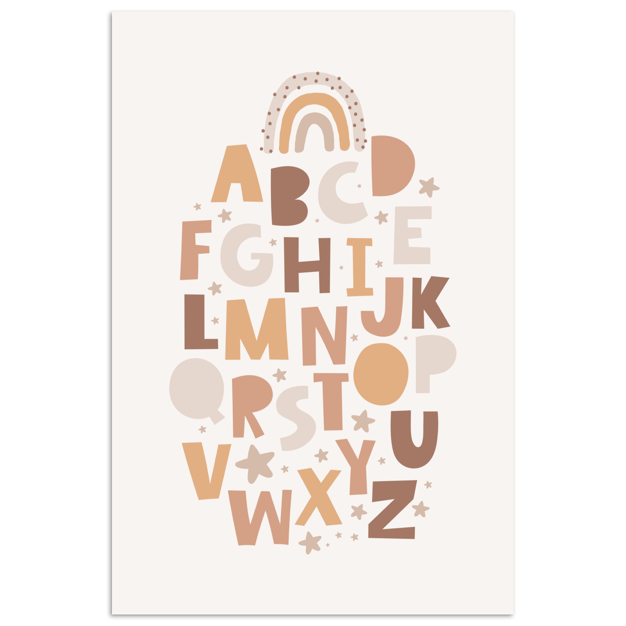 Poster Pädagogisch - Alphabet lernen - Regenbogen - Pastell - Buchstaben
