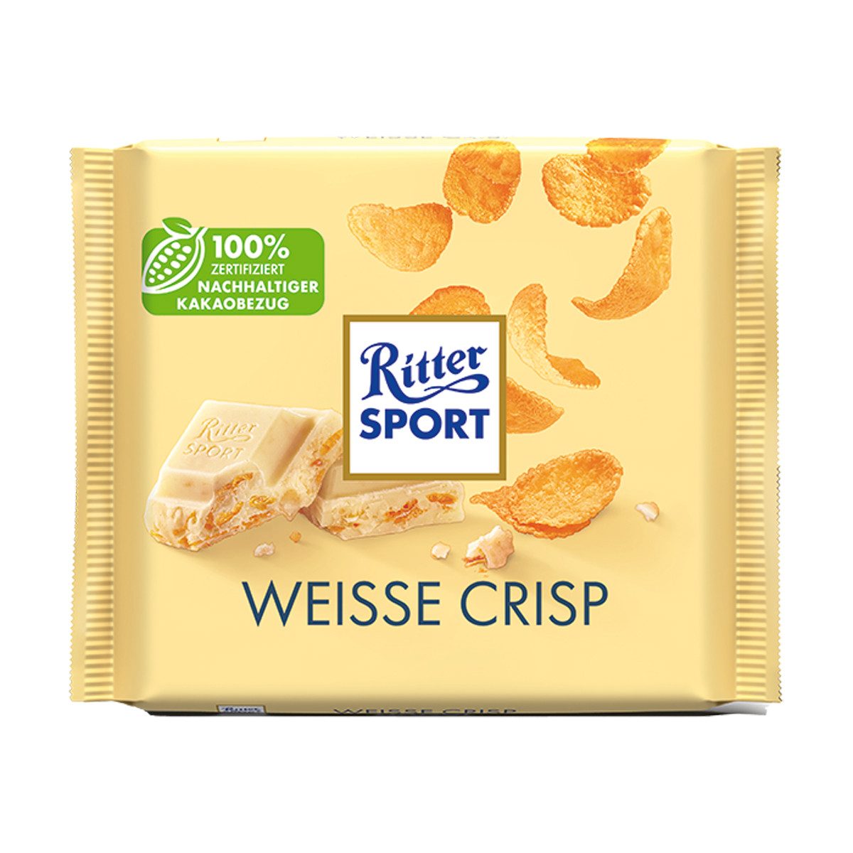 Ritter SPORT Schokolade, Ritter Sport Weisse Crisp mit Vanillegeschmack in Schokolade 100g