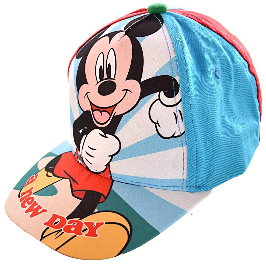 Disney Mickey Mouse Baseball Cap Mickey Mouse aus Baumwolle in Größe 52 oder 54 Hellblau-Rot