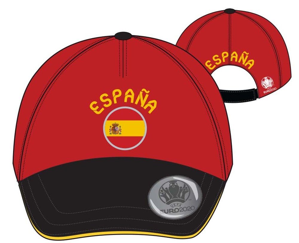 coole-fun-t-shirts Schirmmütze SPANIEN Kinder Basecap Schirmmütze Fußball EM Europameisterschaft ESPANA Base und Snapback Jungen + Mädchen für Kita, Schule, Einschulung Gr.52 + 54 Rot