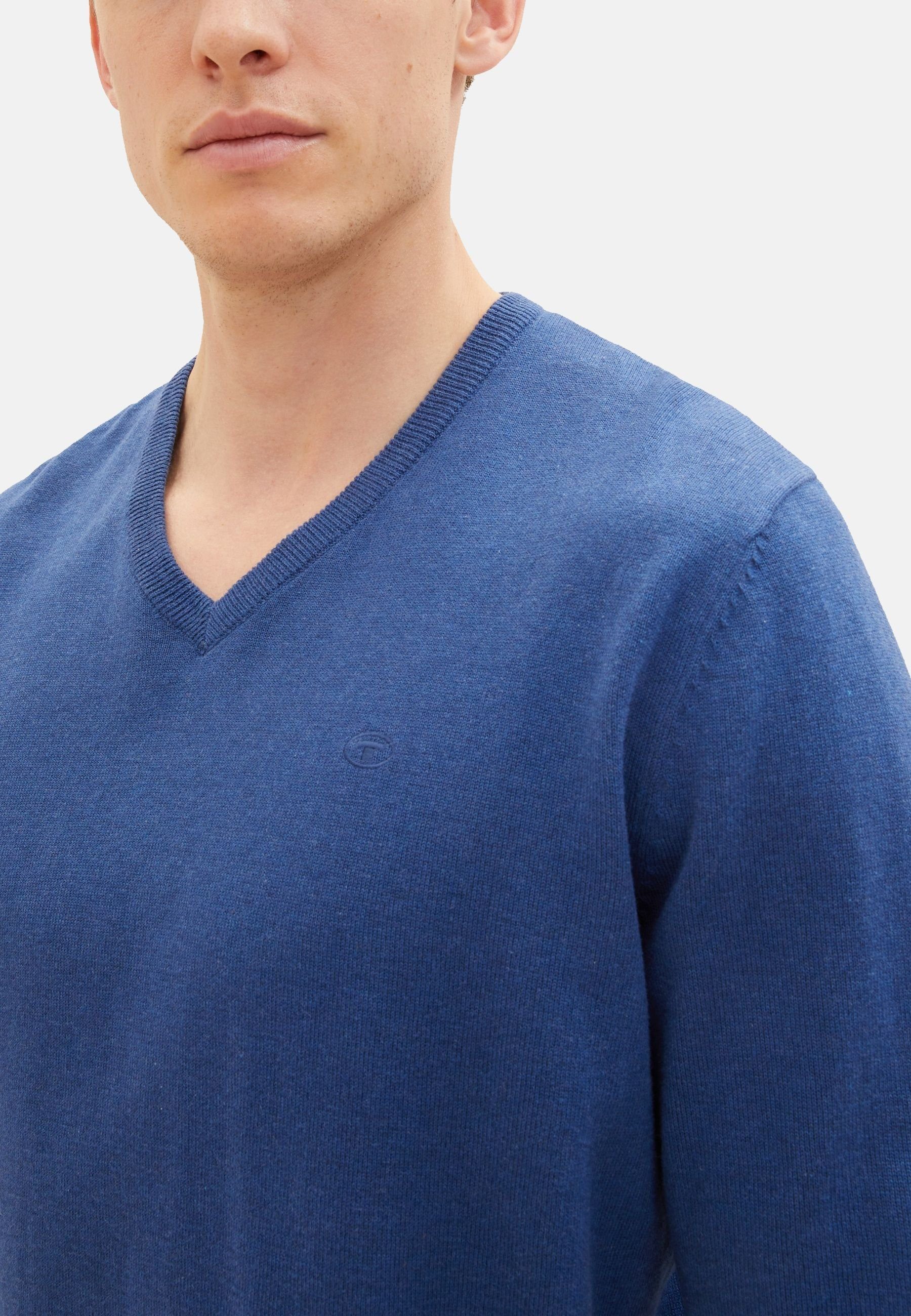 blau TAILOR Sweatshirt (1-tlg) TOM mit meliert Sweatshirt Rippbündchen Pullover