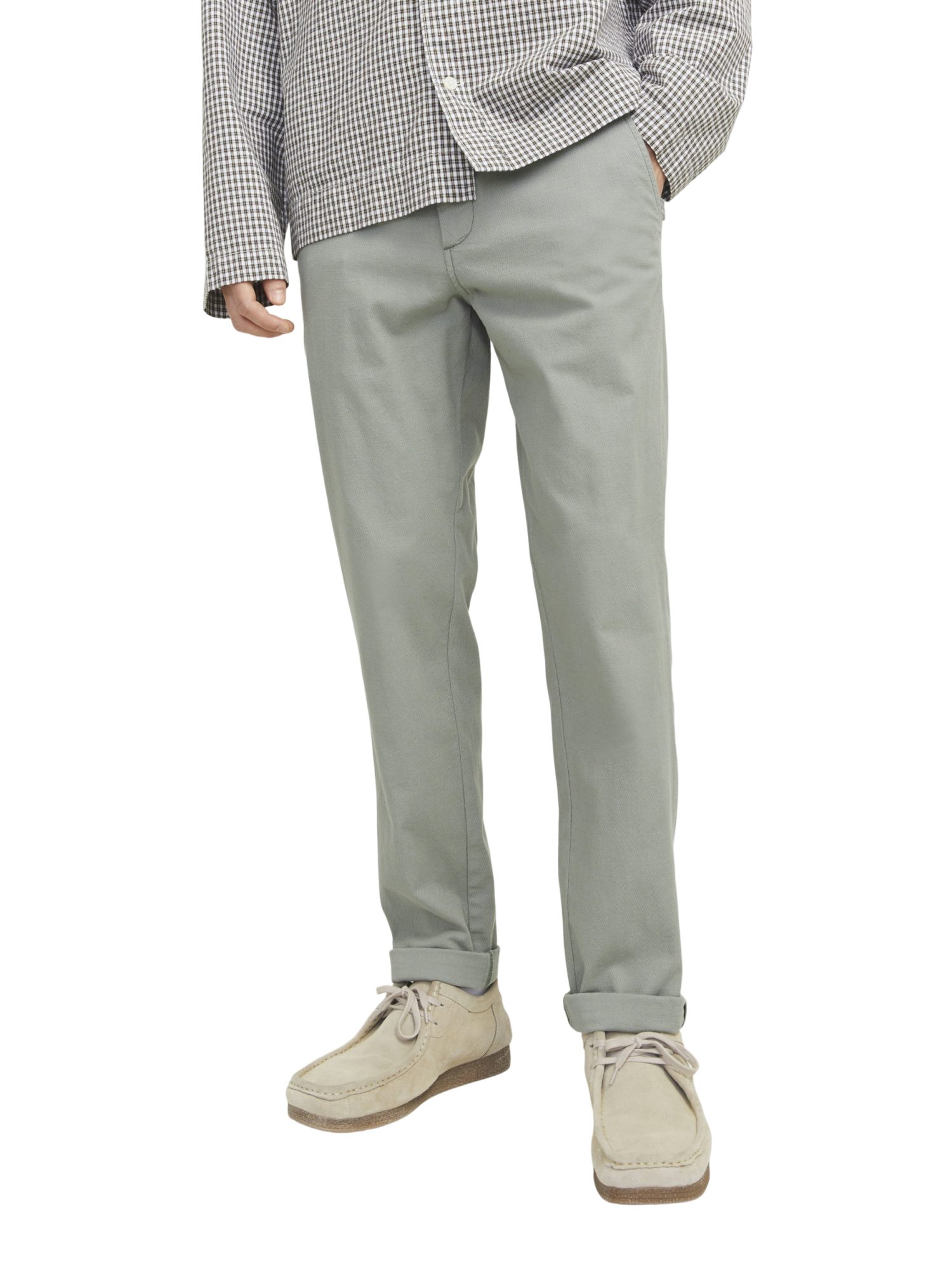 Jack & Jones Stoffhose ESS SPRING 2027 grau,Casual,Baumwolle,Strukturiert,Slim Fit,Mittel