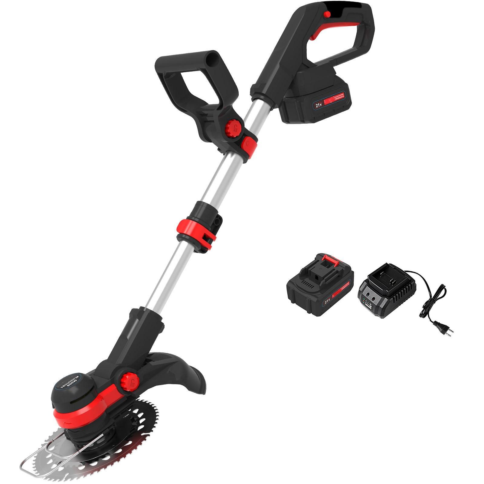 Comfy Mate Elektro-Freischneider FY9099 Grasschneider-Set, mit 21V/2Ah Akku und Ladegerät