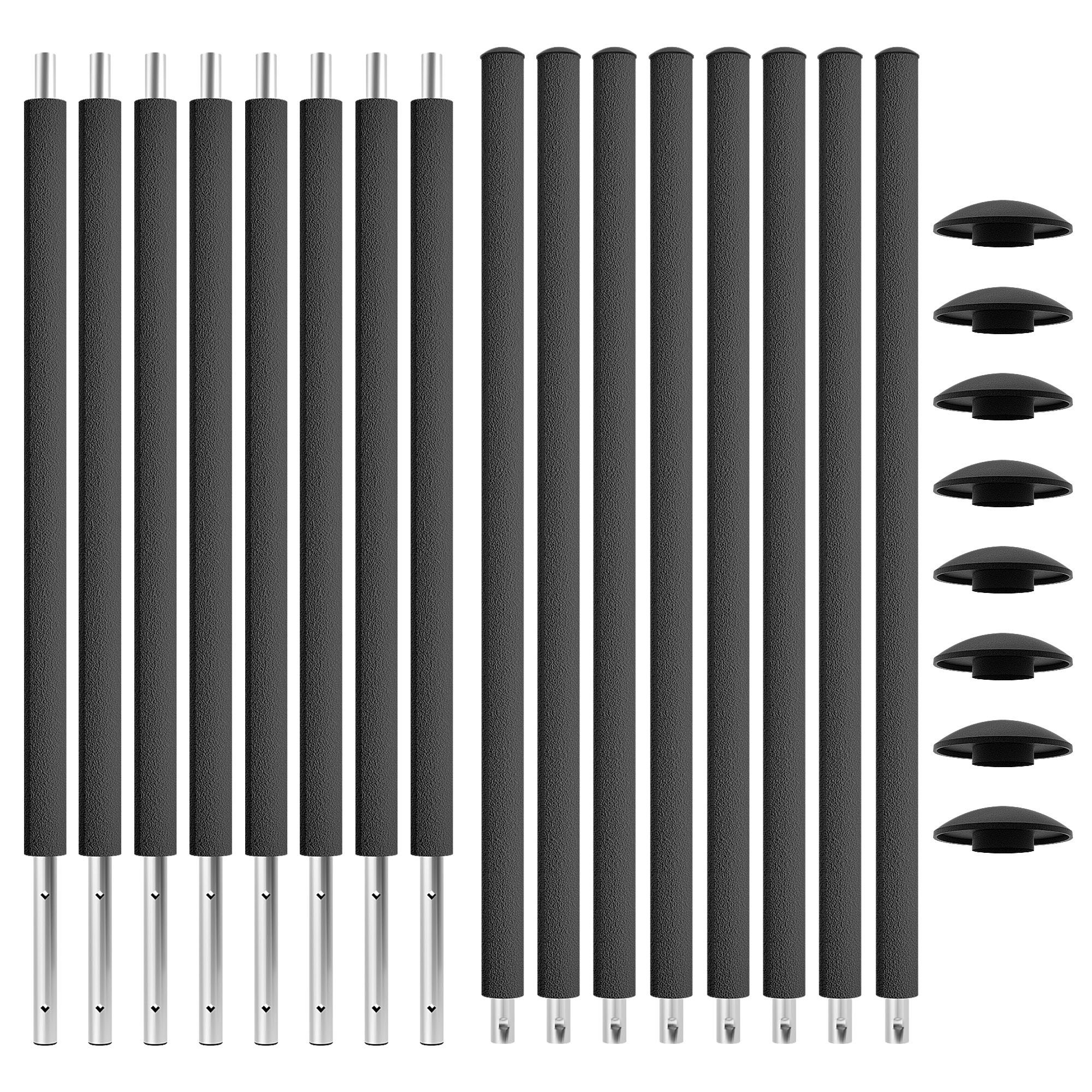 Kinetic Sports Trampolinnetz, 8 Stück Ø 25 mm, Netzpfosten inkl. Schaumstoff und Abdeckkappen